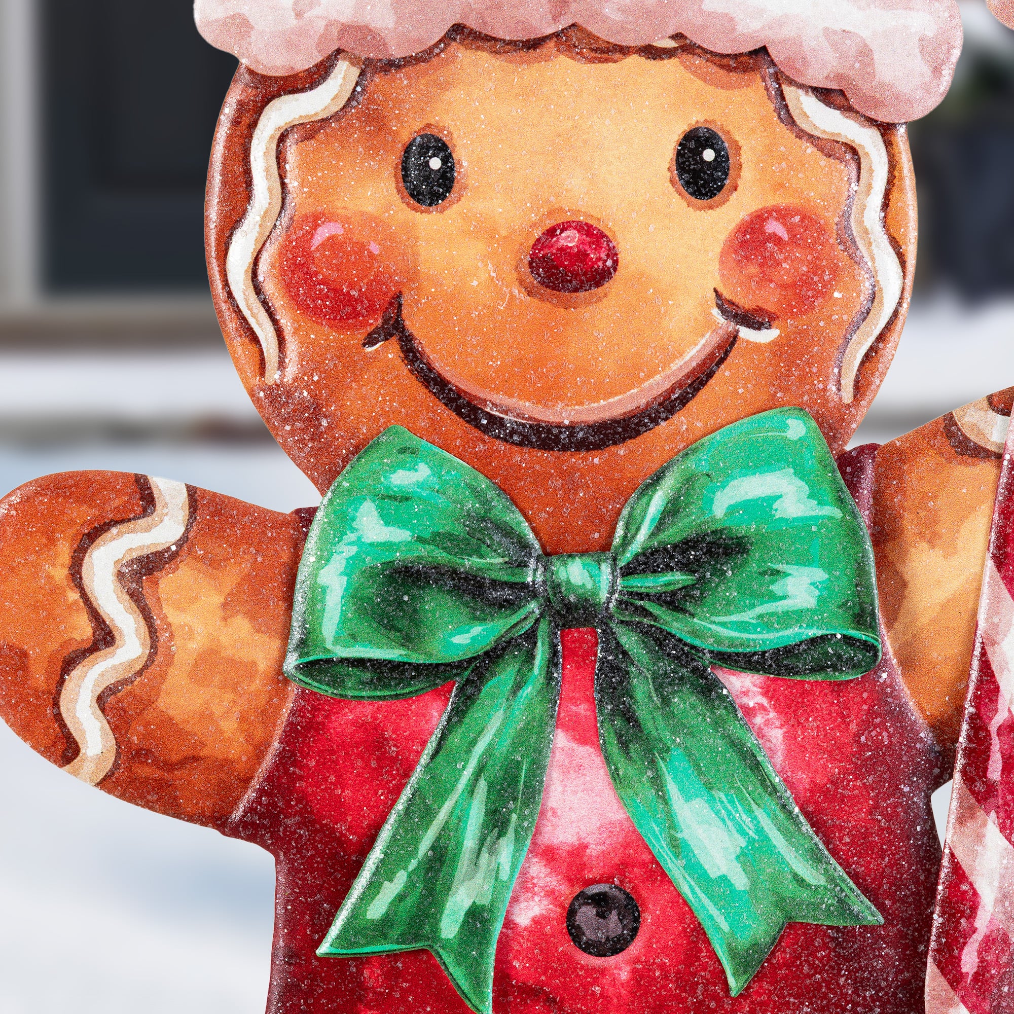 Glitzhome® Set of 2 Christmas Metal Gingerbread Boy and Girl Yard Stake
