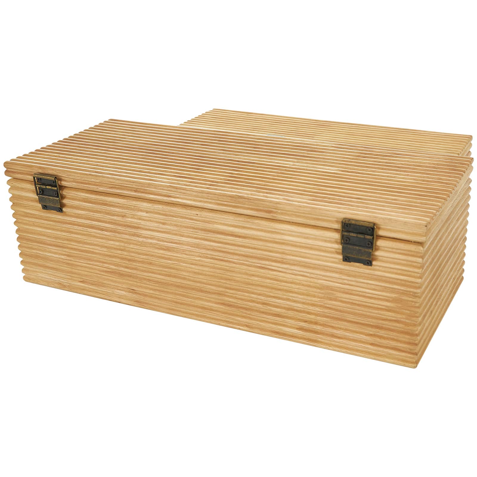 Light Brown Wood Carved Linear Box Set