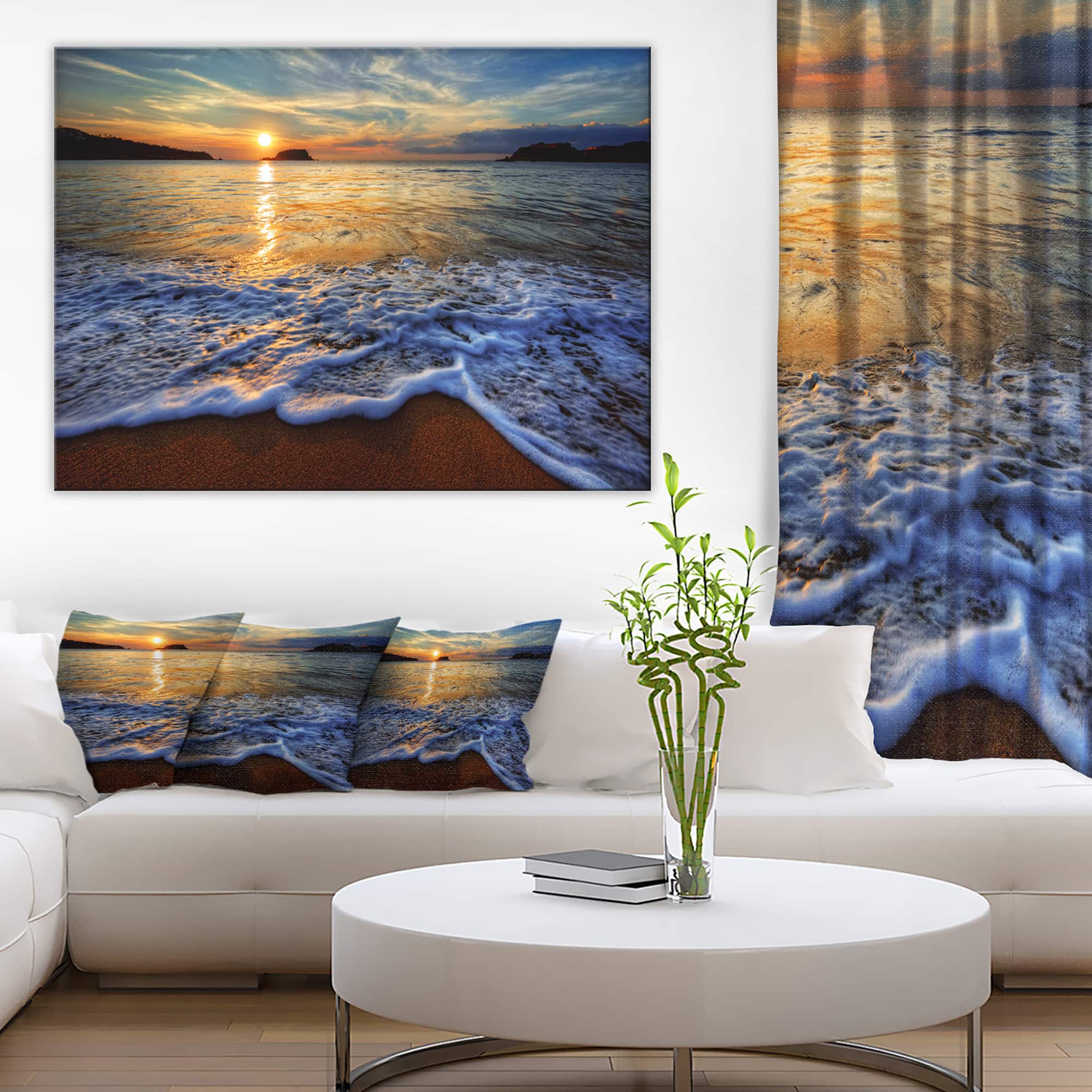 Designart - Peaceful Sandy Beach with Waves - Extra Large Canvas Art Print