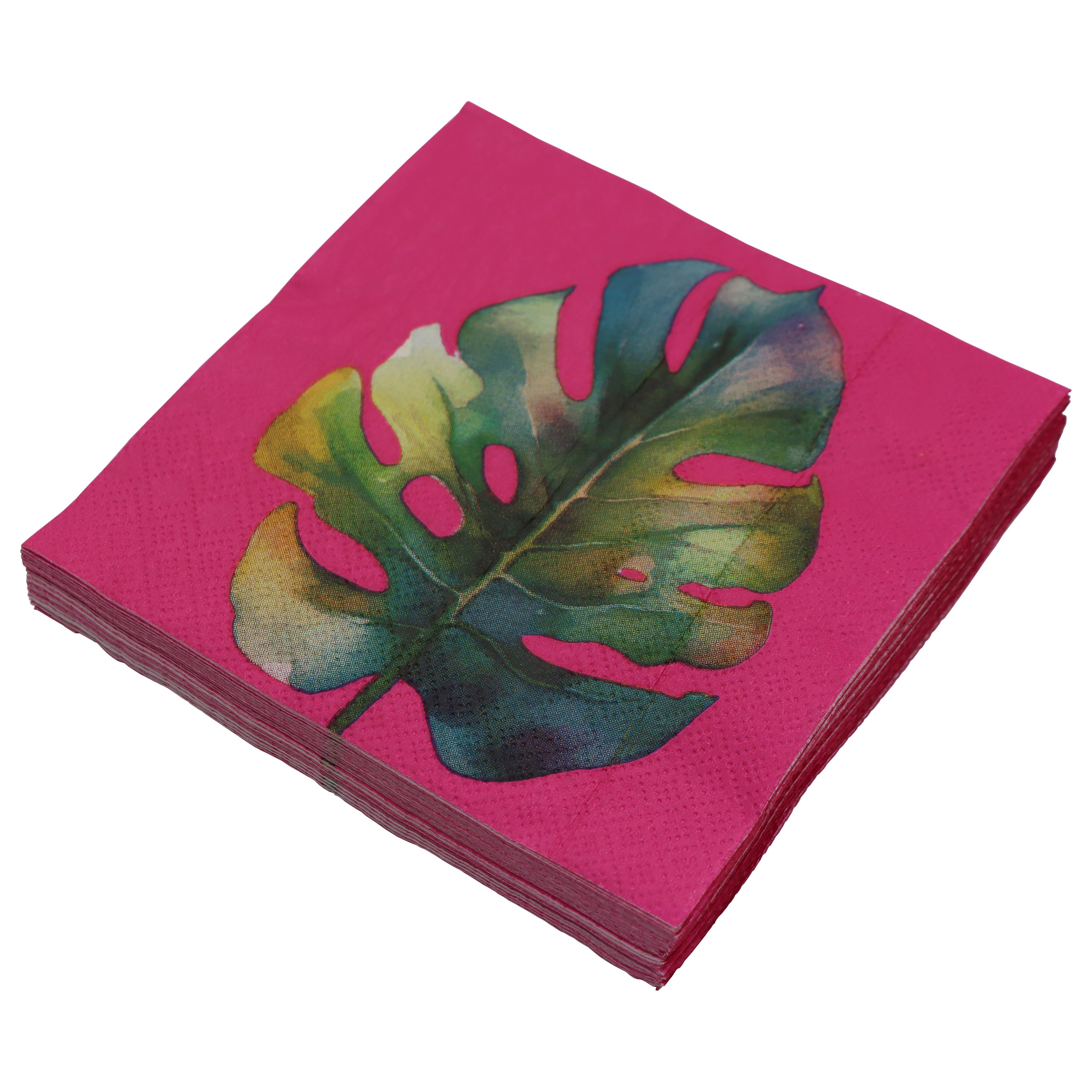 Pink Jungle Monstera Leaf Paper Beverage Napkins, 20ct. by Celebrate It™