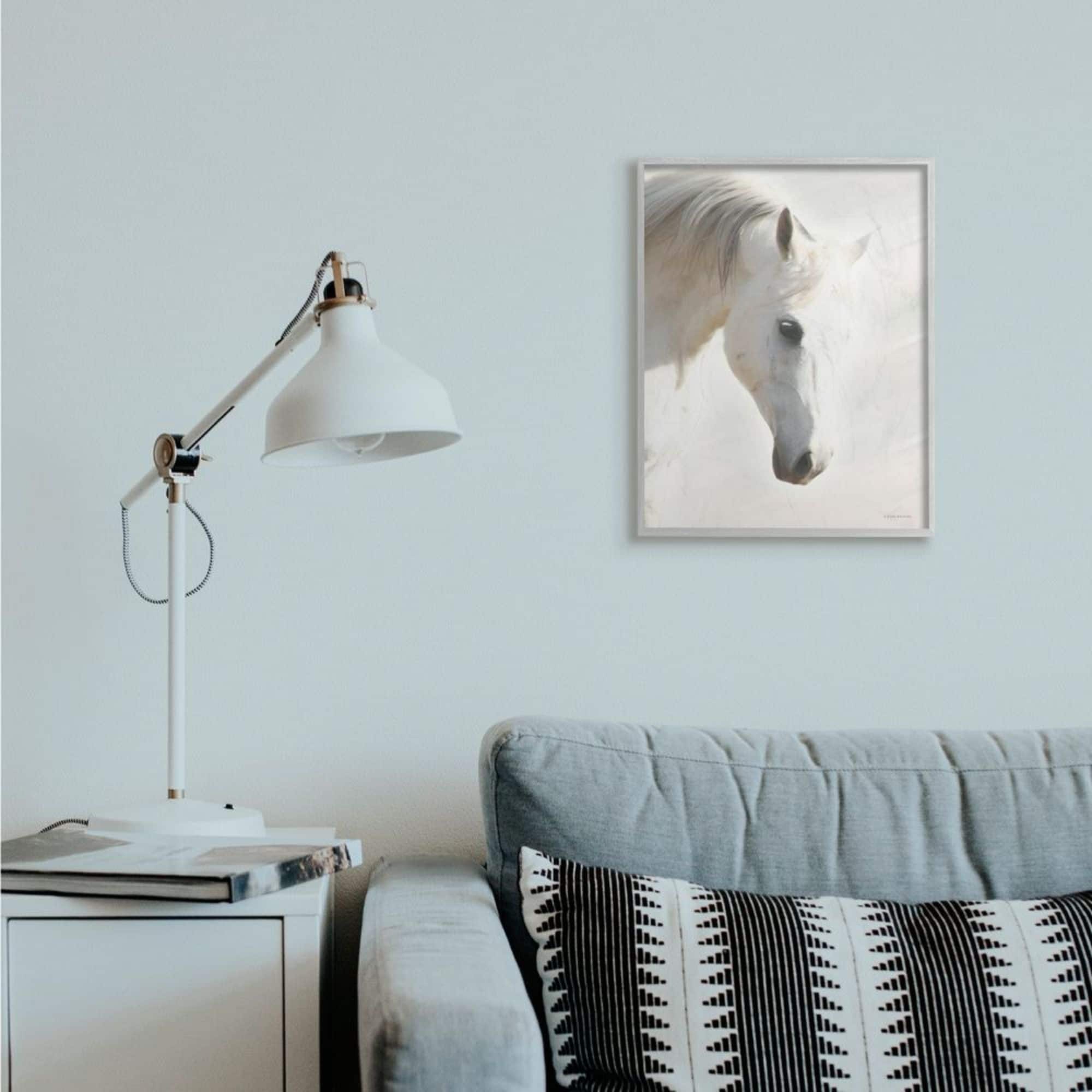 Stupell Industries White Stallion Portrait Minimal Southwestern Horse Framed Wall Art
