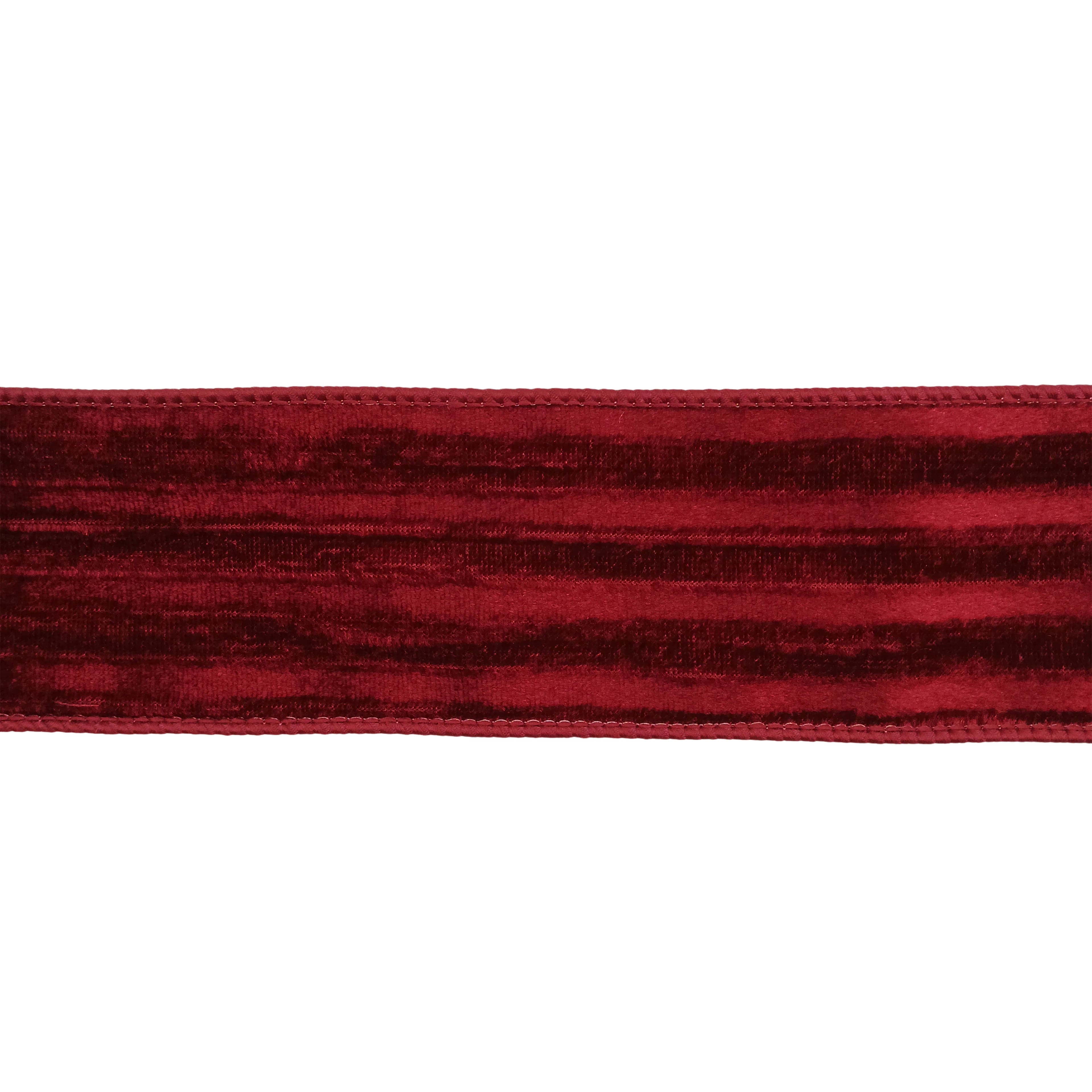 2.5" x 5yd. Burgundy Embossed Stripes Wired Velvet Ribbon by Celebrate It®