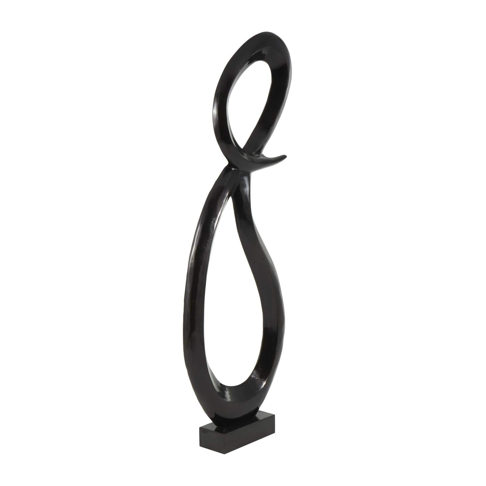 22.25" Black Aluminum Abstract Looped Floor Sculpture with Marble Base