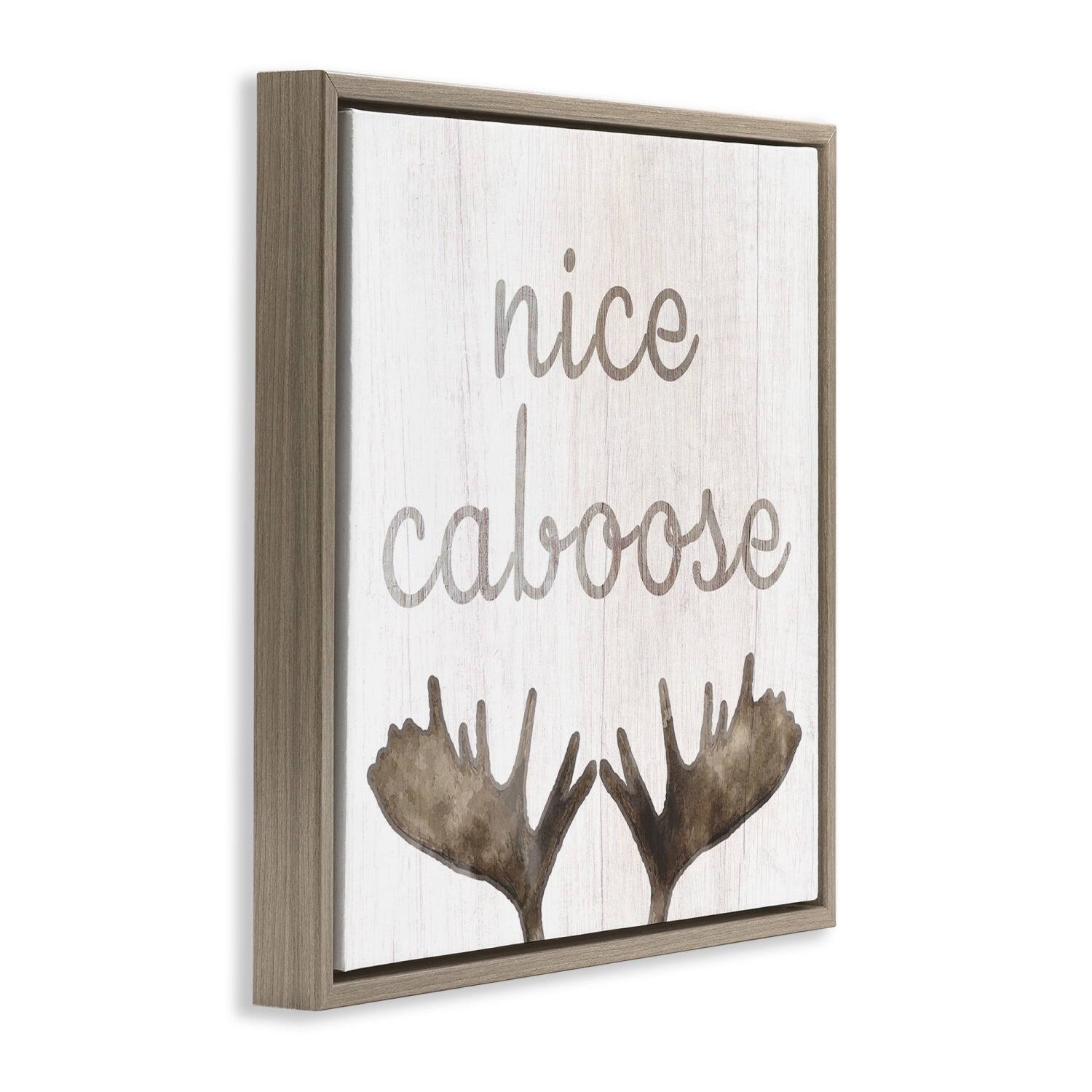 Stupell Industries Nice Caboose Bathroom Moose Antlers Floater Framed Art