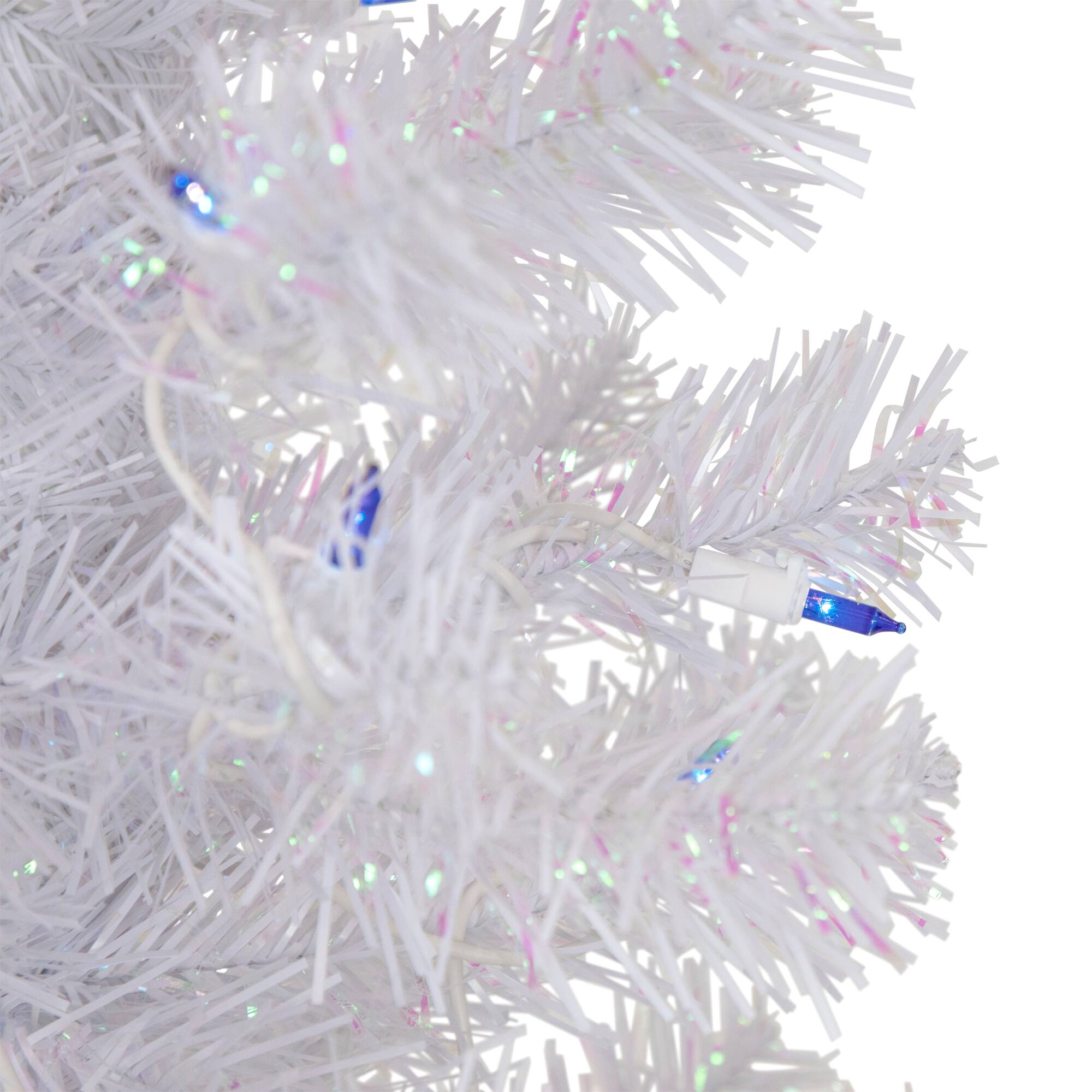 Northlight 4ft. Pre-Lit White Medium Rockport Pine Artificial Christmas Tree, Blue Lights