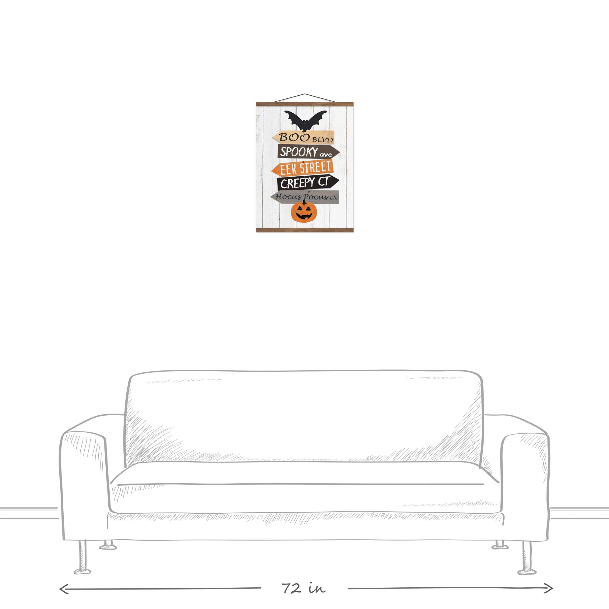 Halloween Street Names Teak Hanging Canvas