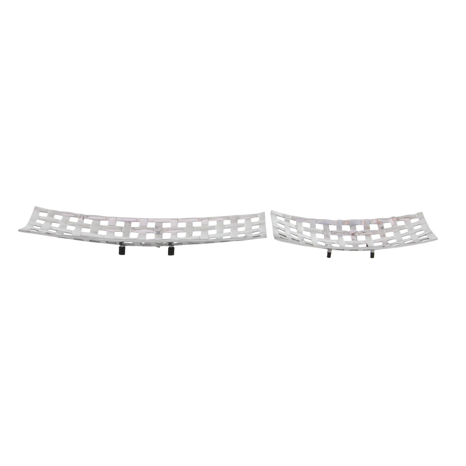 Silver Aluminum Contemporary Tray Set