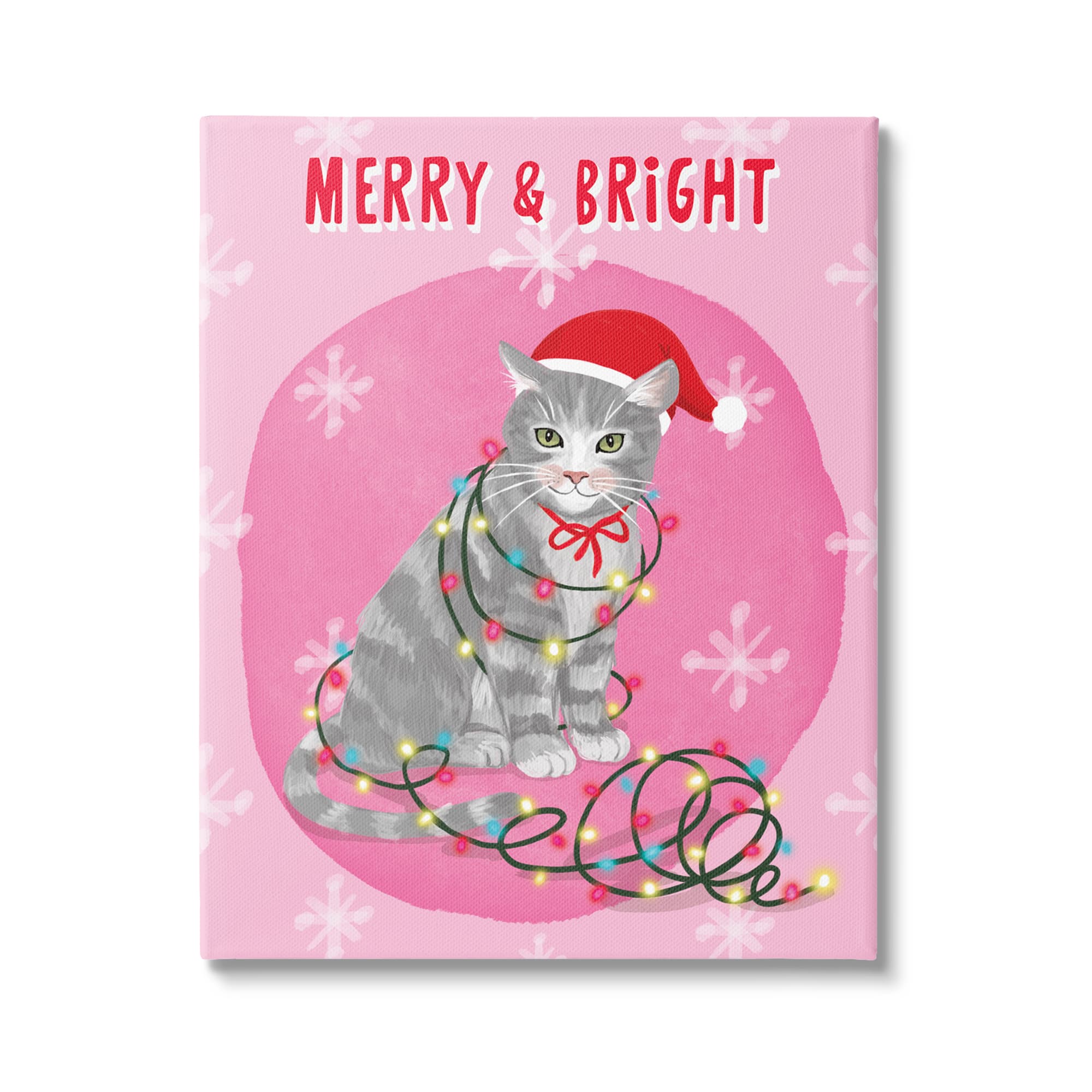 Stupell Industries Merry & Bright Christmas Cat Canvas Wall Art