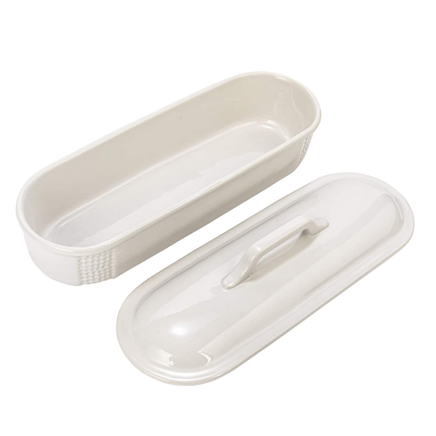 Hello Honey® 15.5" Matte White Oval 2qt. Debossed Stoneware Baking Dish with Lid