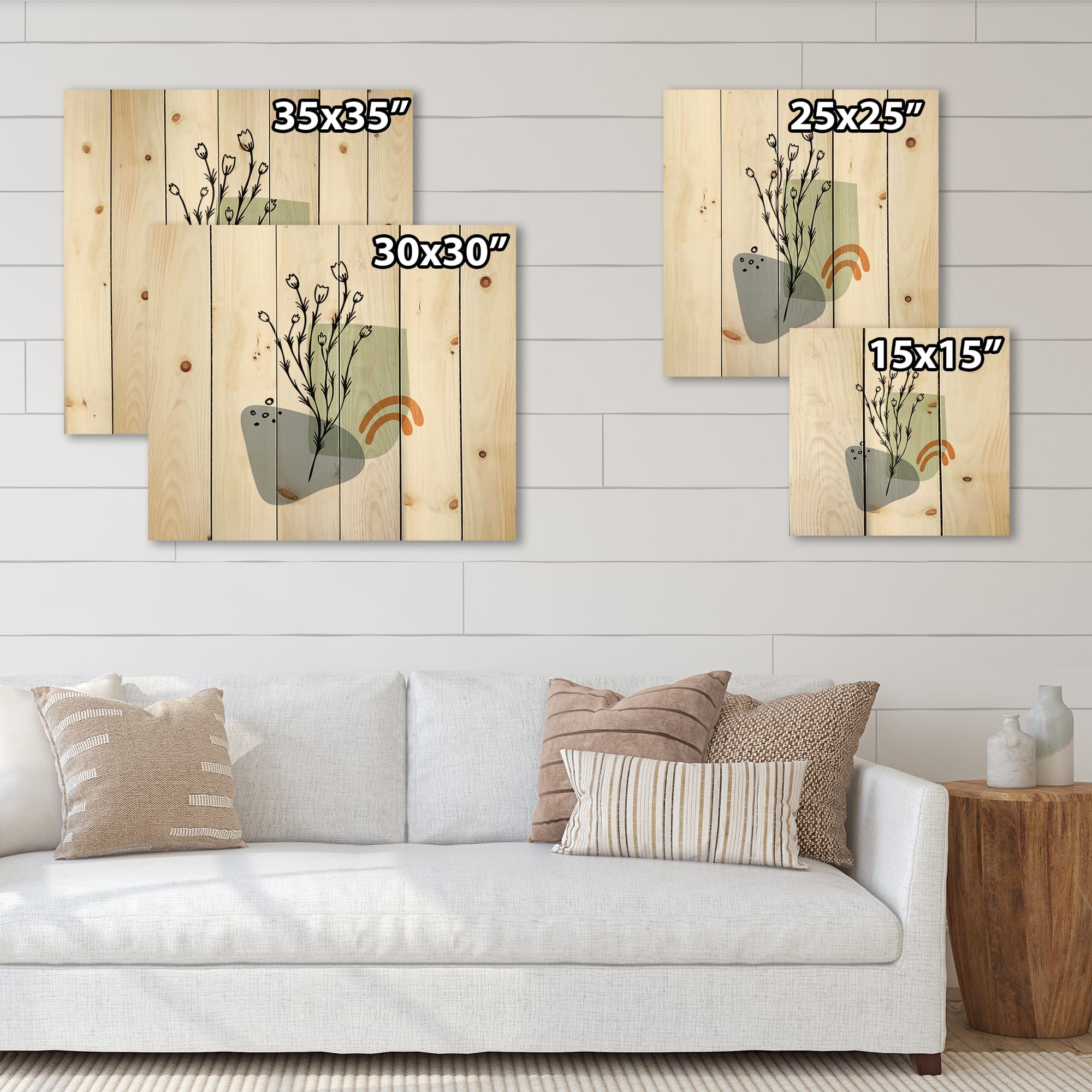 Designart - Abstract Flowers On Minimal Shapes II