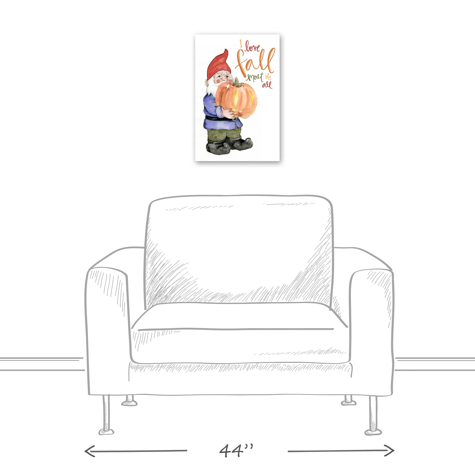 Love Fall Gnome Canvas Wall Art