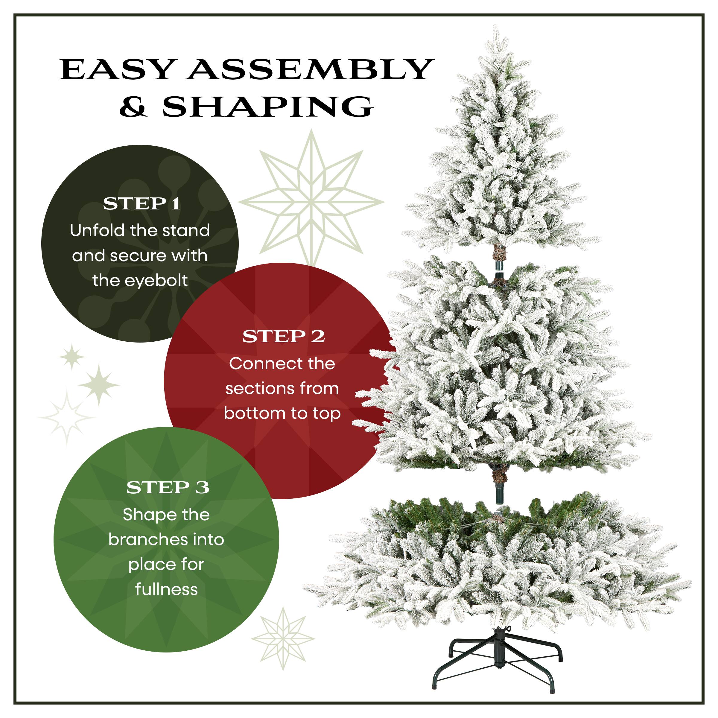 7.5ft. Pre-Lit Acacia Medium Flocked Artificial Christmas Tree, Clear Lights
