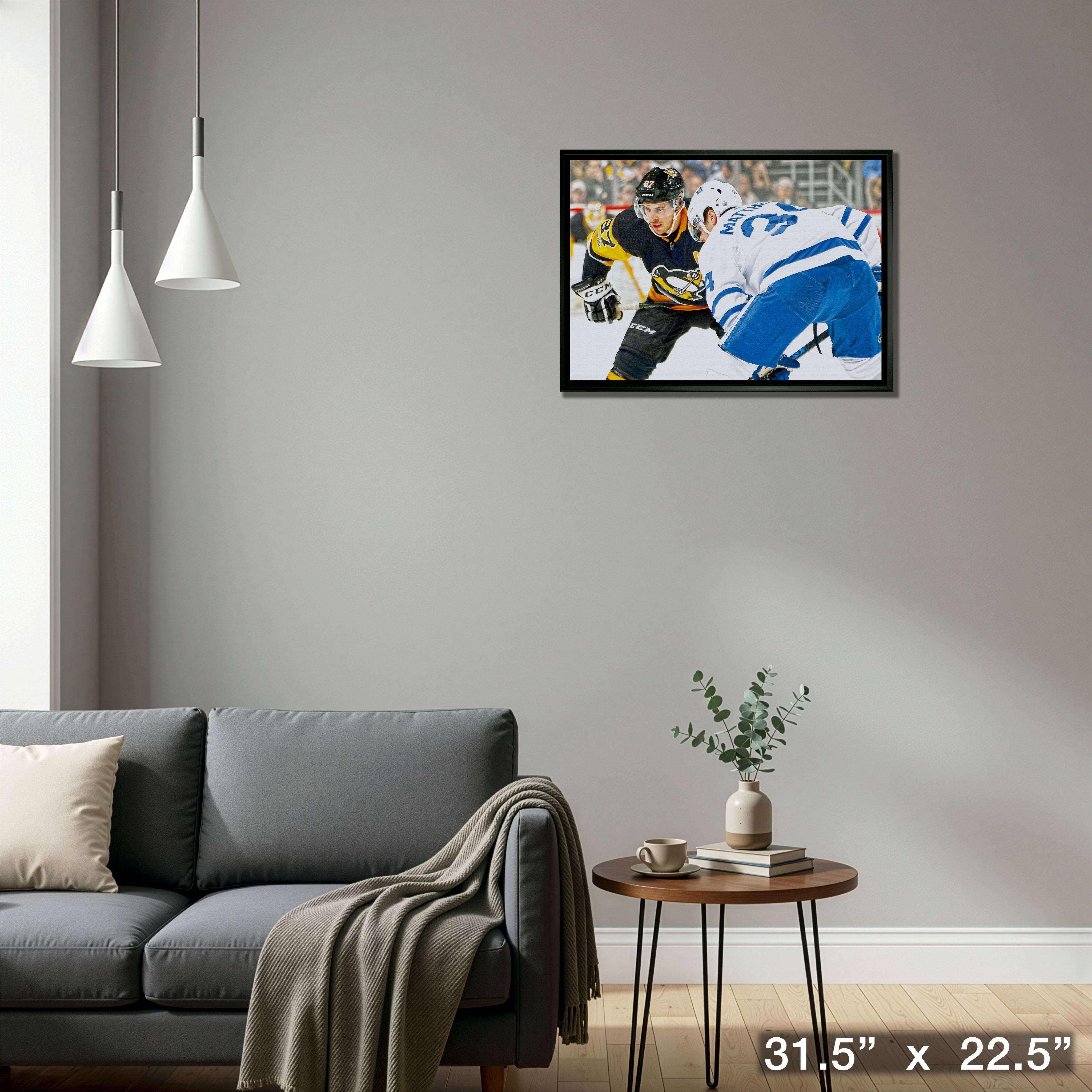 Sidney Crosby & Auston Matthews Framed 20" x 29" Face-Off Canvas 31.5" x 22.5"