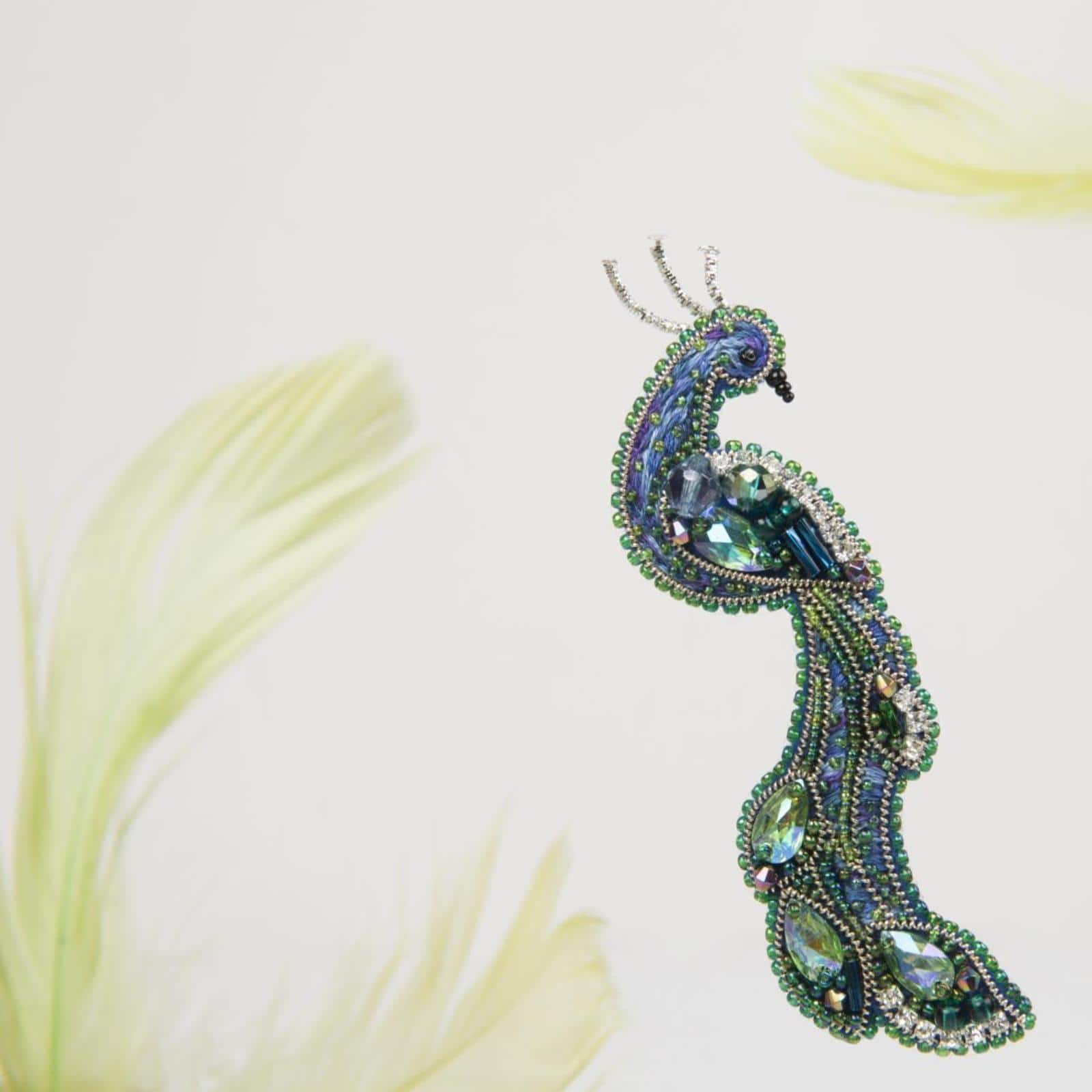 Charivna Mit The Bird of Happiness Brooch Crystal Art Beadwork Kit