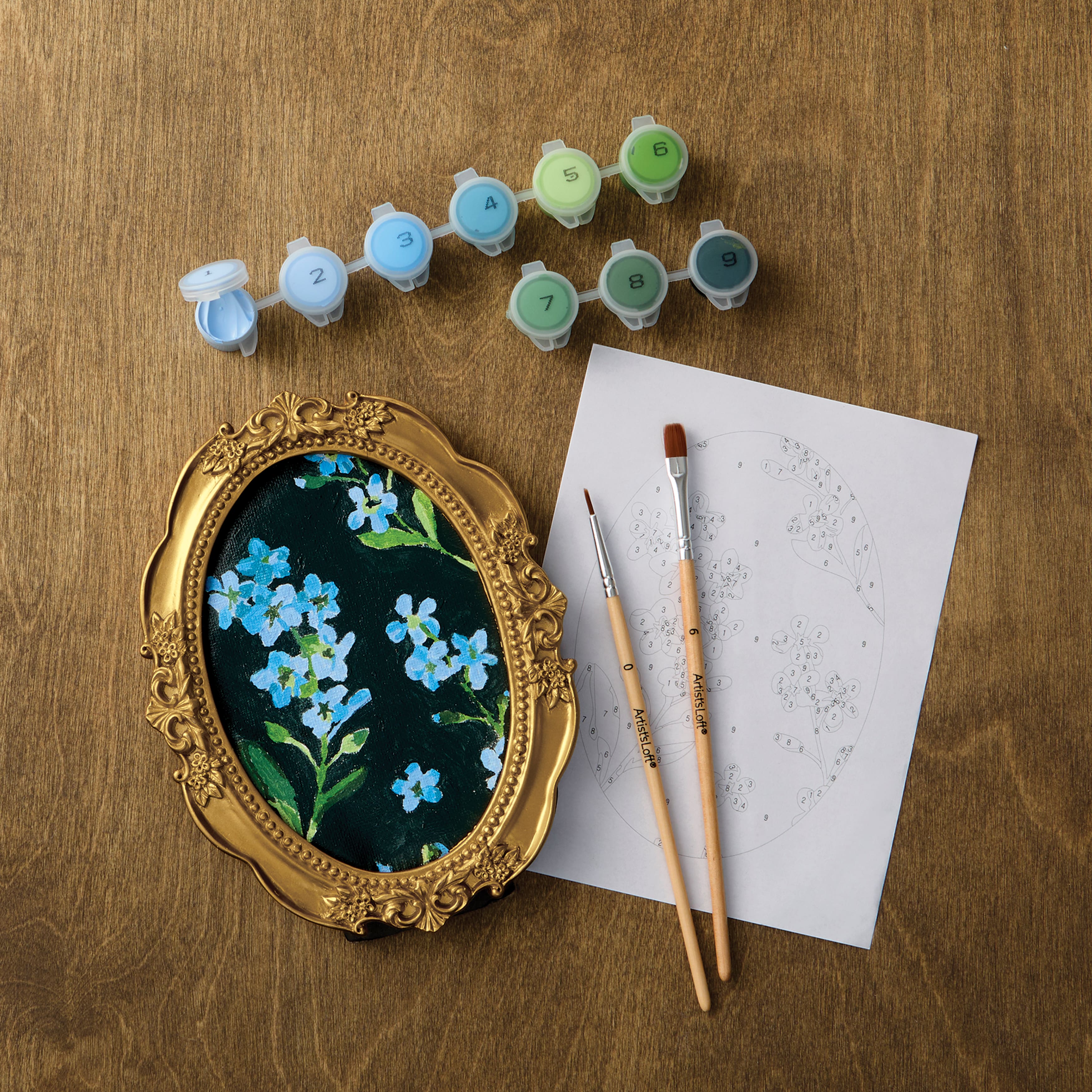 Blue Flowers Paint-by-Number Framed Mini Kit by Artist's Loft®