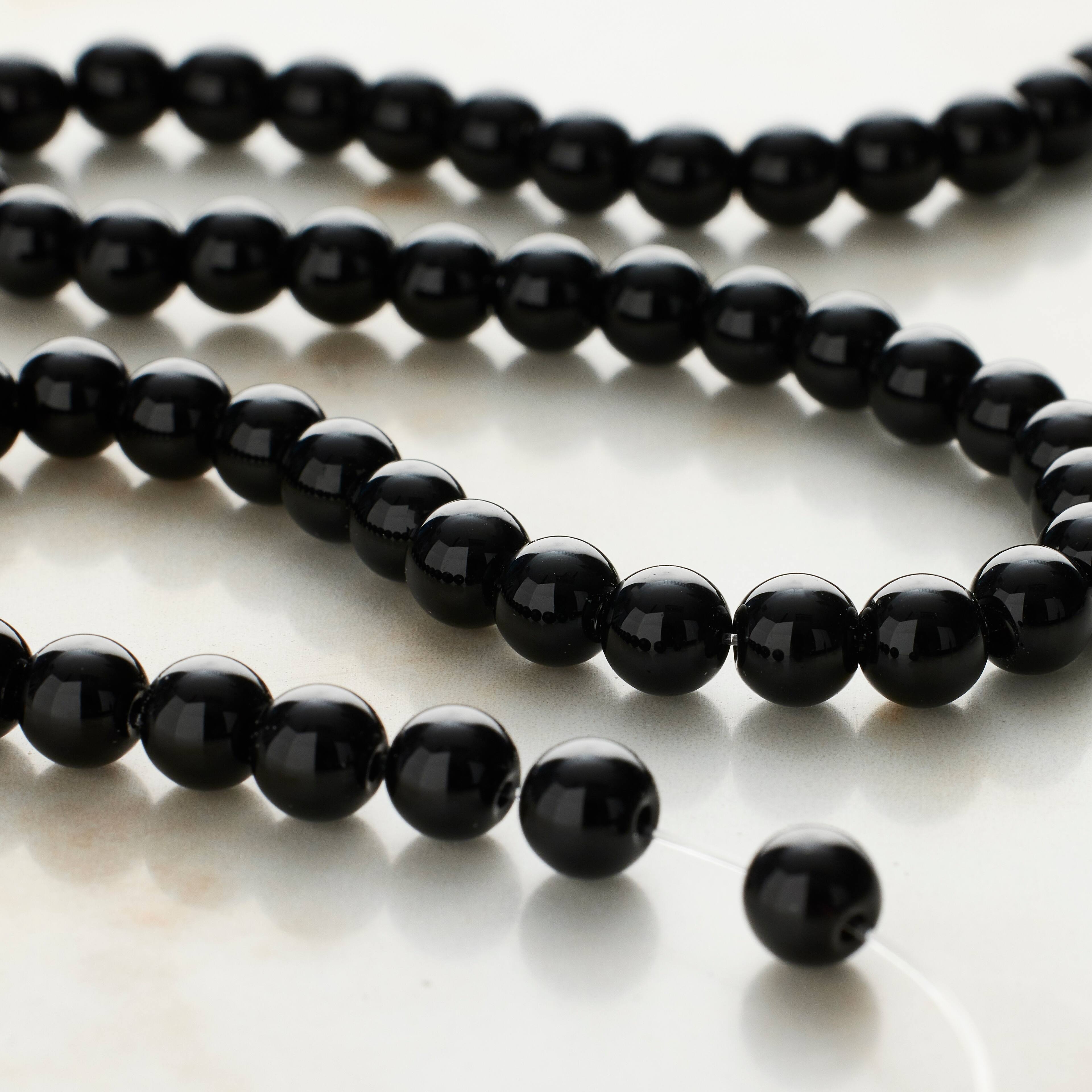 Perles rondes noires en jaspe, 6 mm mm de Bead Landing
