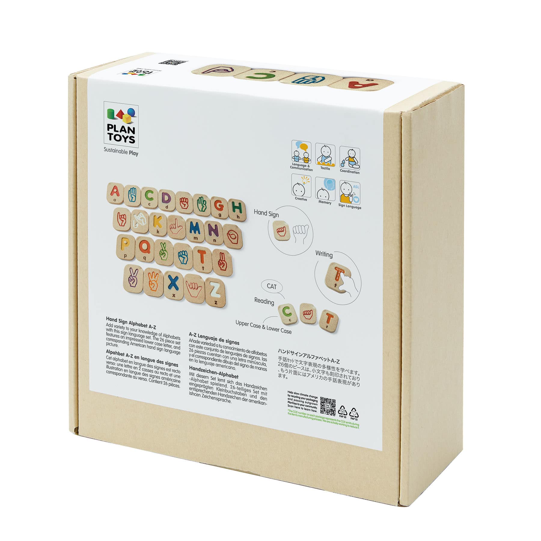PlanToys Hand Sign Alphabet A-Z Wooden Tiles Set