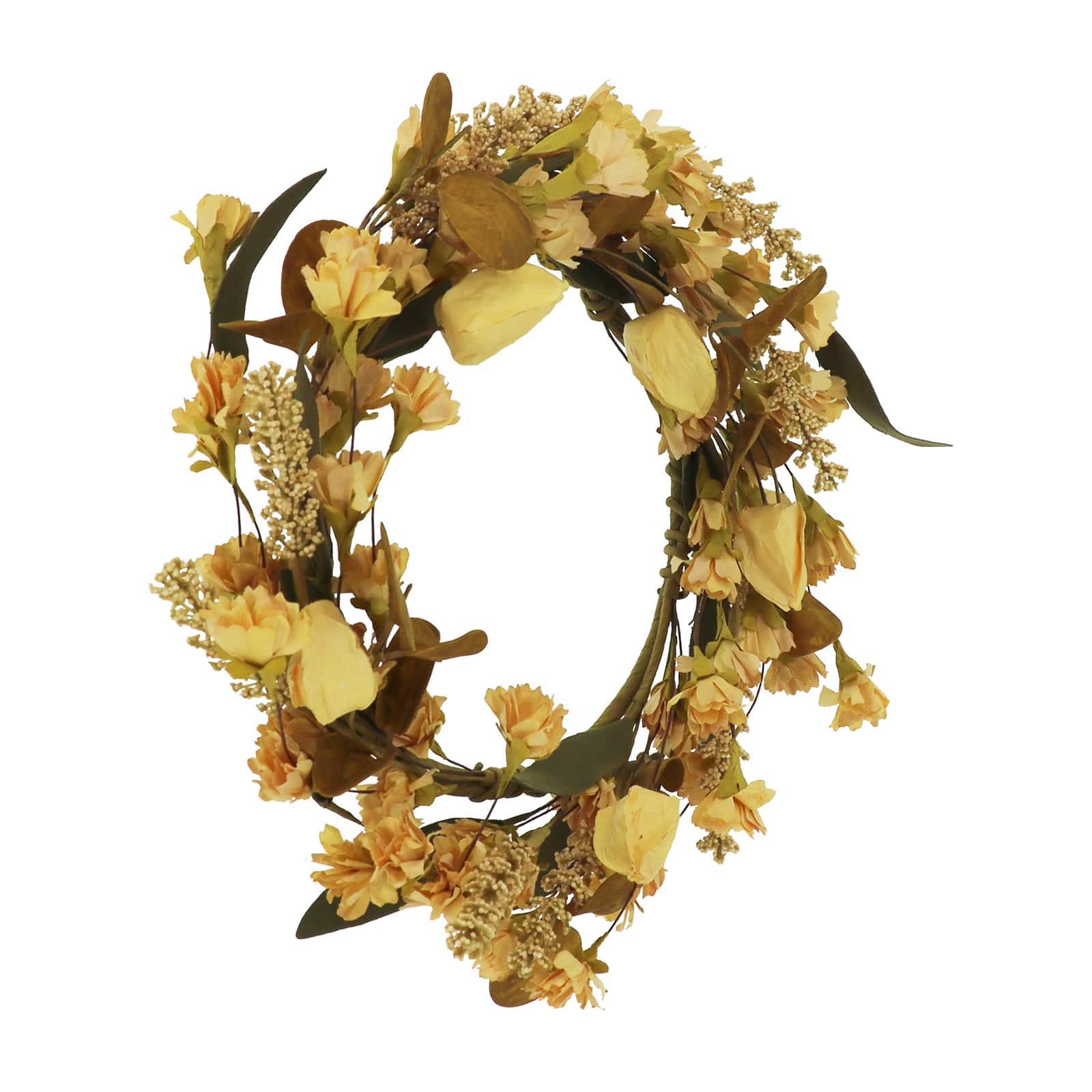 12" Cream & Brown Wildflower Mix Mini Wreath by Ashland®