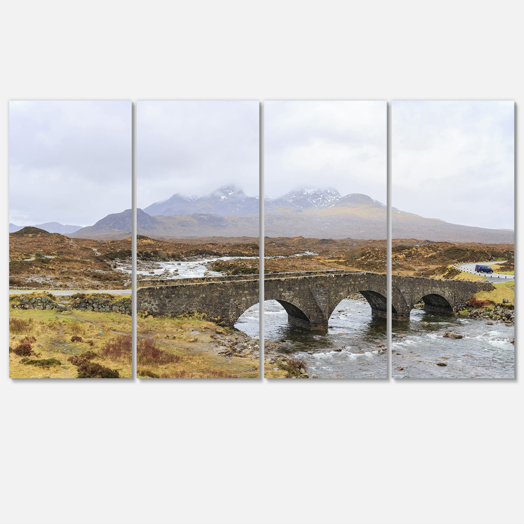 Designart - Sligachan Old Bridge Panorama - Landscape Artwork Canvas