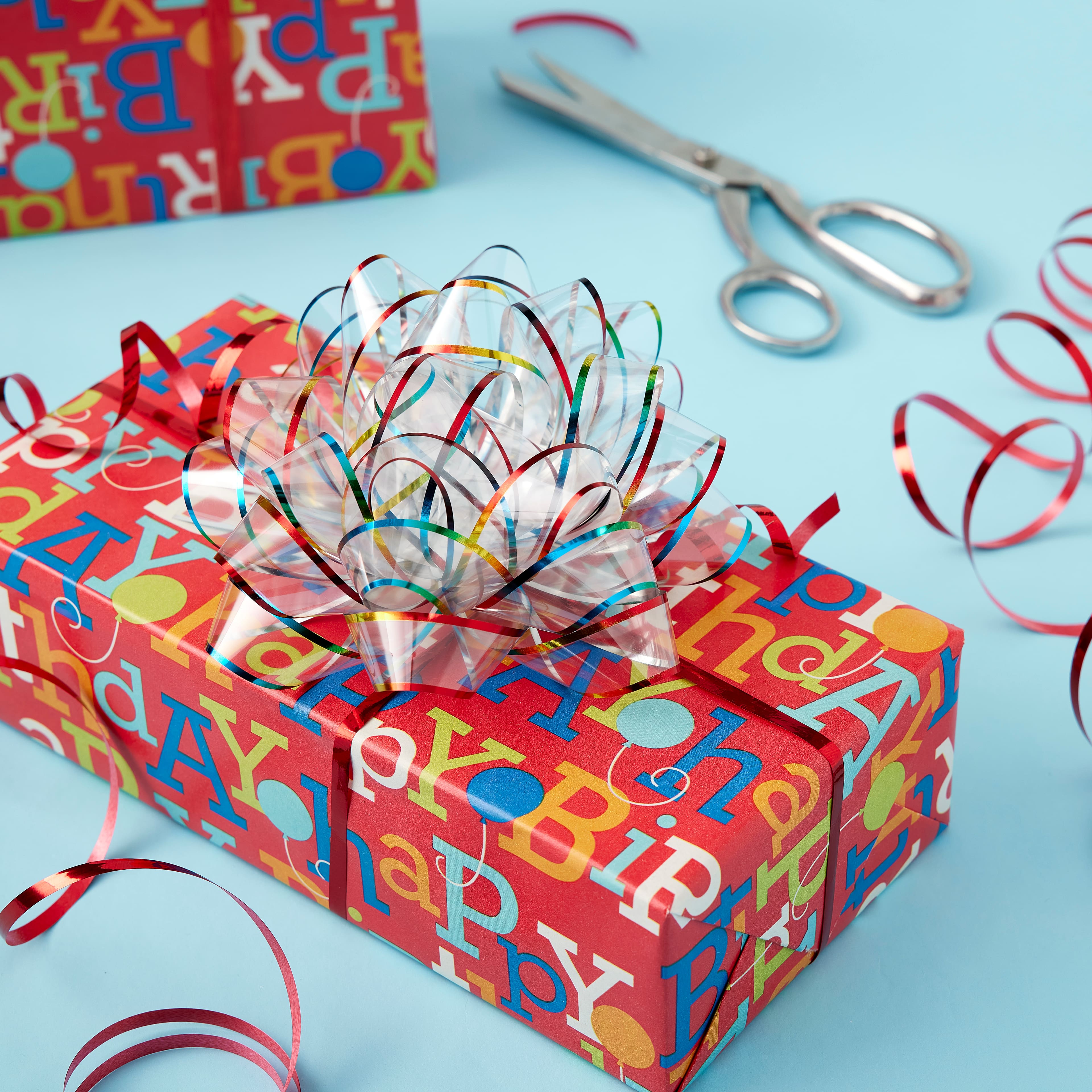Clear & Rainbow Jumbo Bow by Celebrate It™