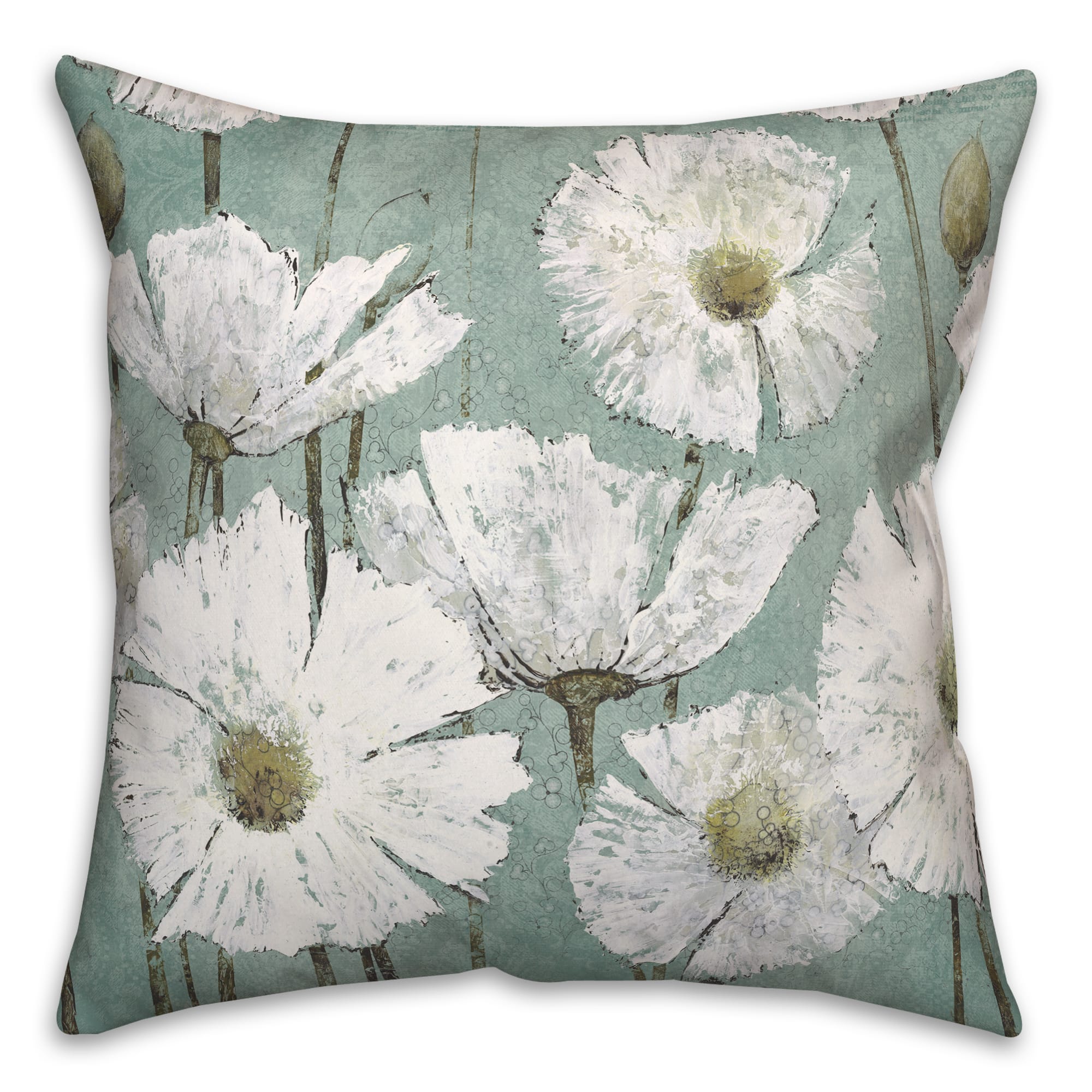 Textured White Flowers Throw Pillow