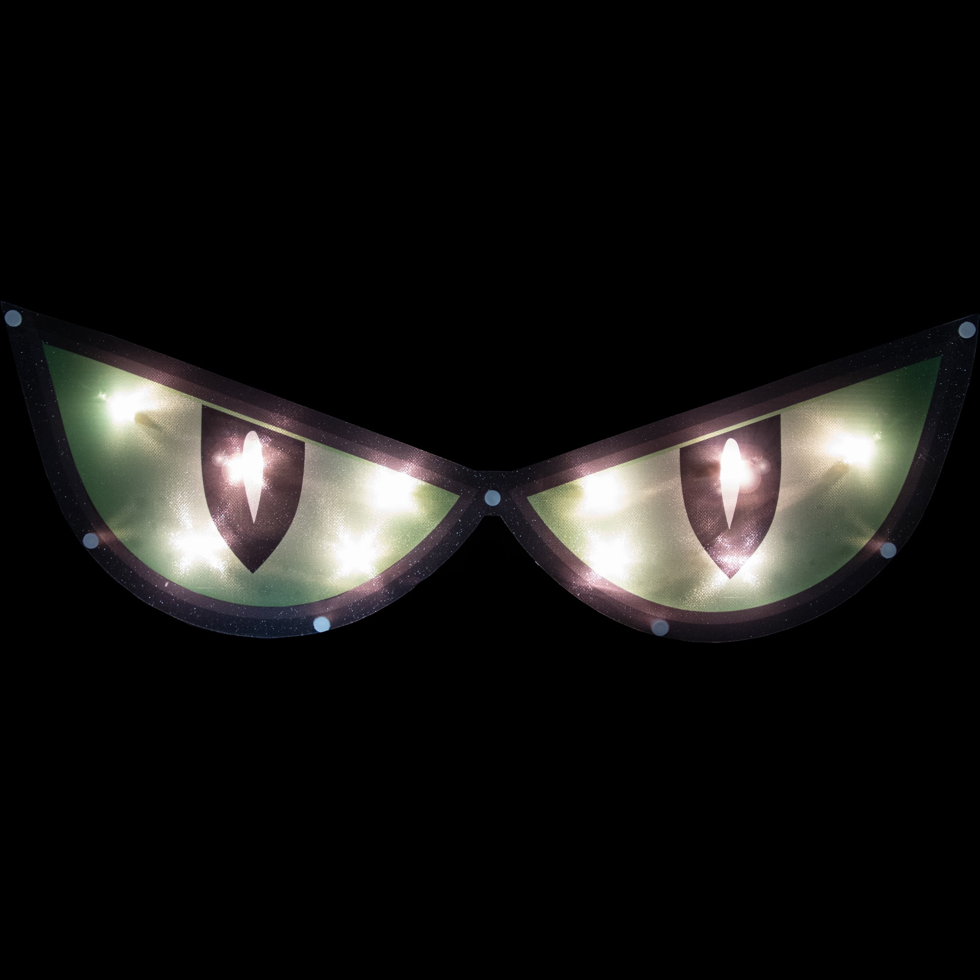20" Lighted Green Eyes Halloween Window Silhouette Decoration