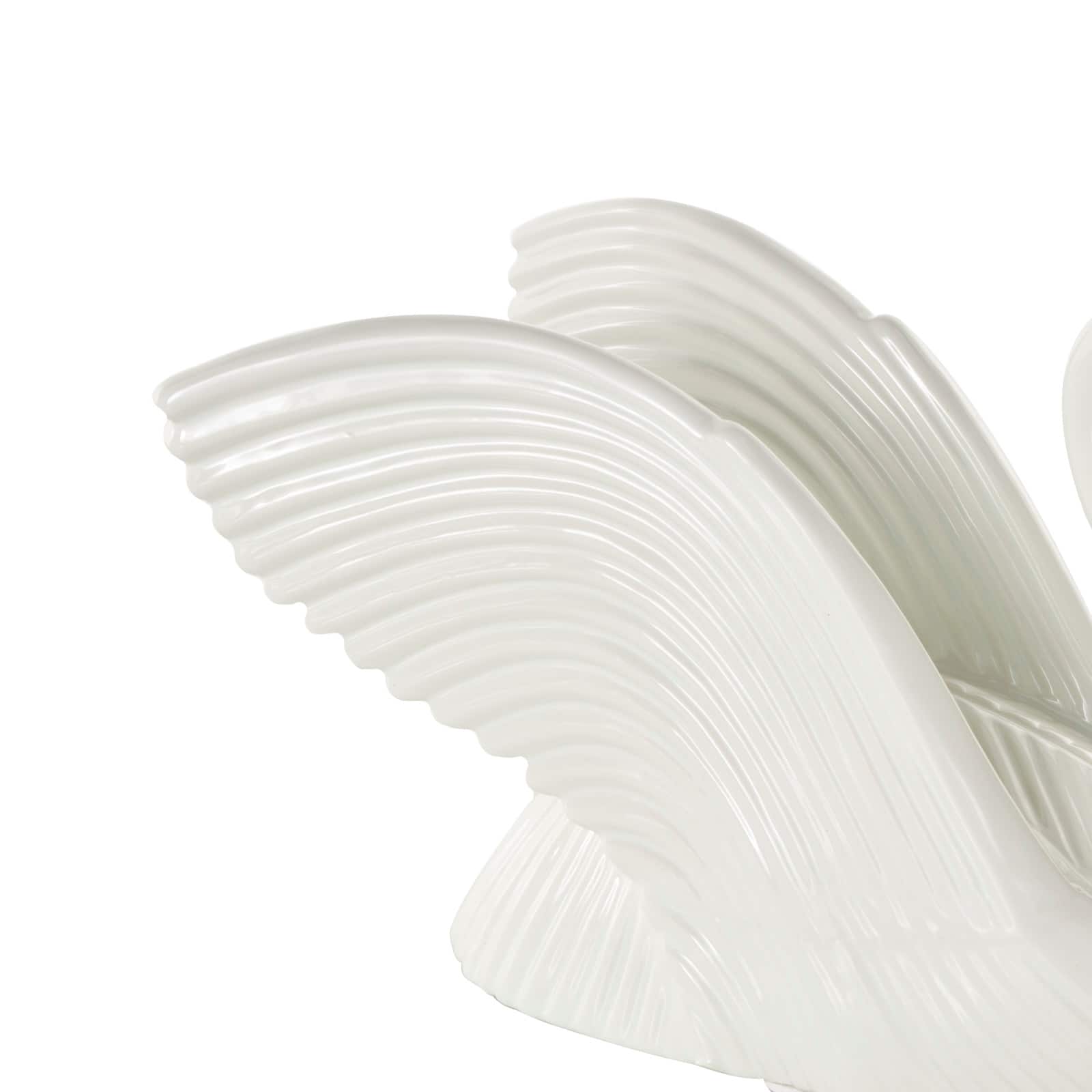 10.5" Ceramic Swan with Textured Grooves Sculpture