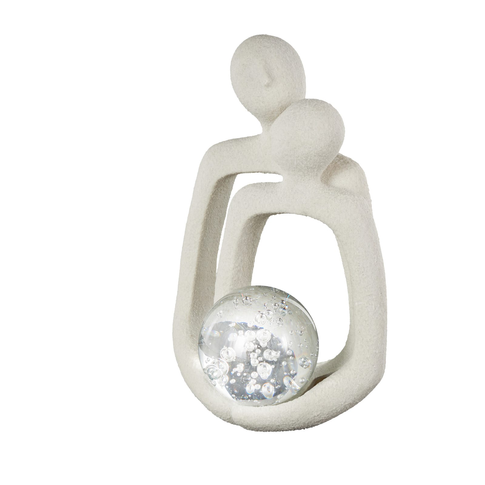15" White & Clear Glass Bubble Abstract People Polystone Decorative Sculpture