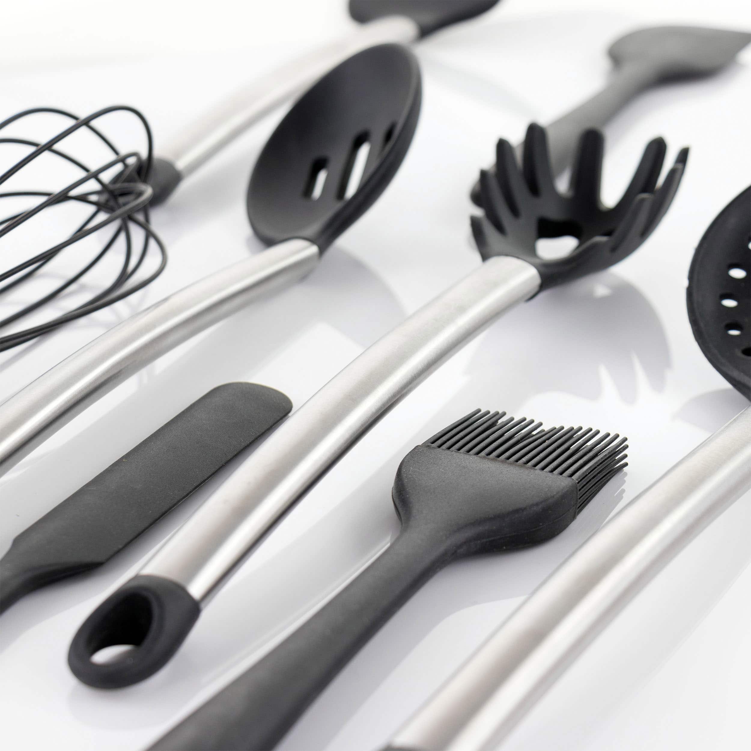 MegaChef Gray Silicone & Stainless Steel Cooking Utensils Set, 14ct.