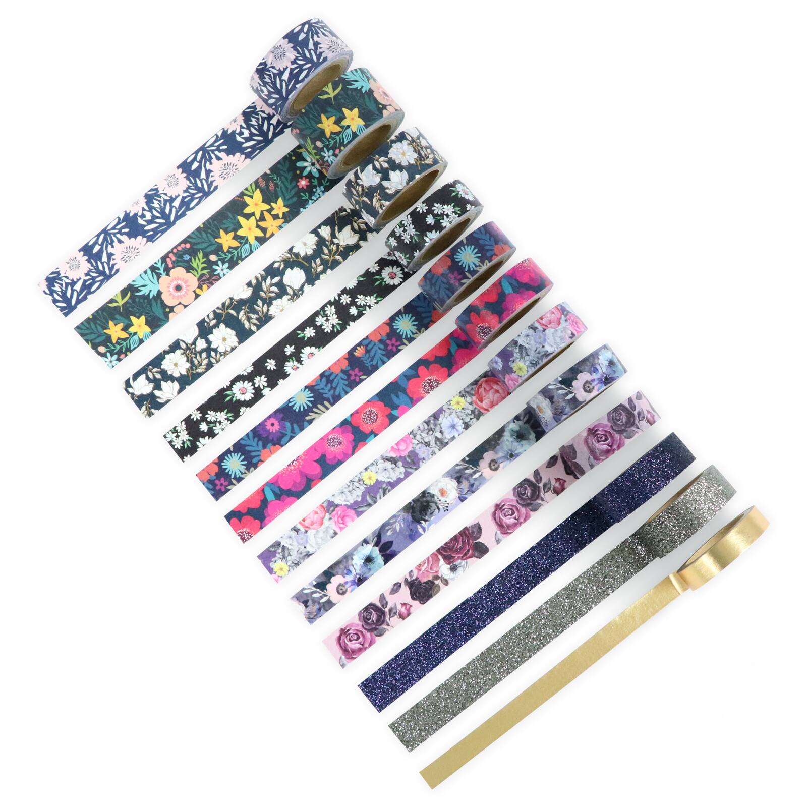 12 Pack: Black Floral Crafting Tape Set by Recollections™