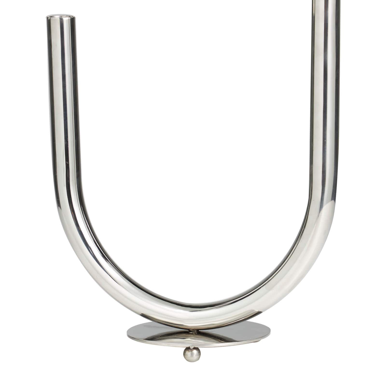 14" Silver Stainless Steel Abstract U-Shaped Candelabra