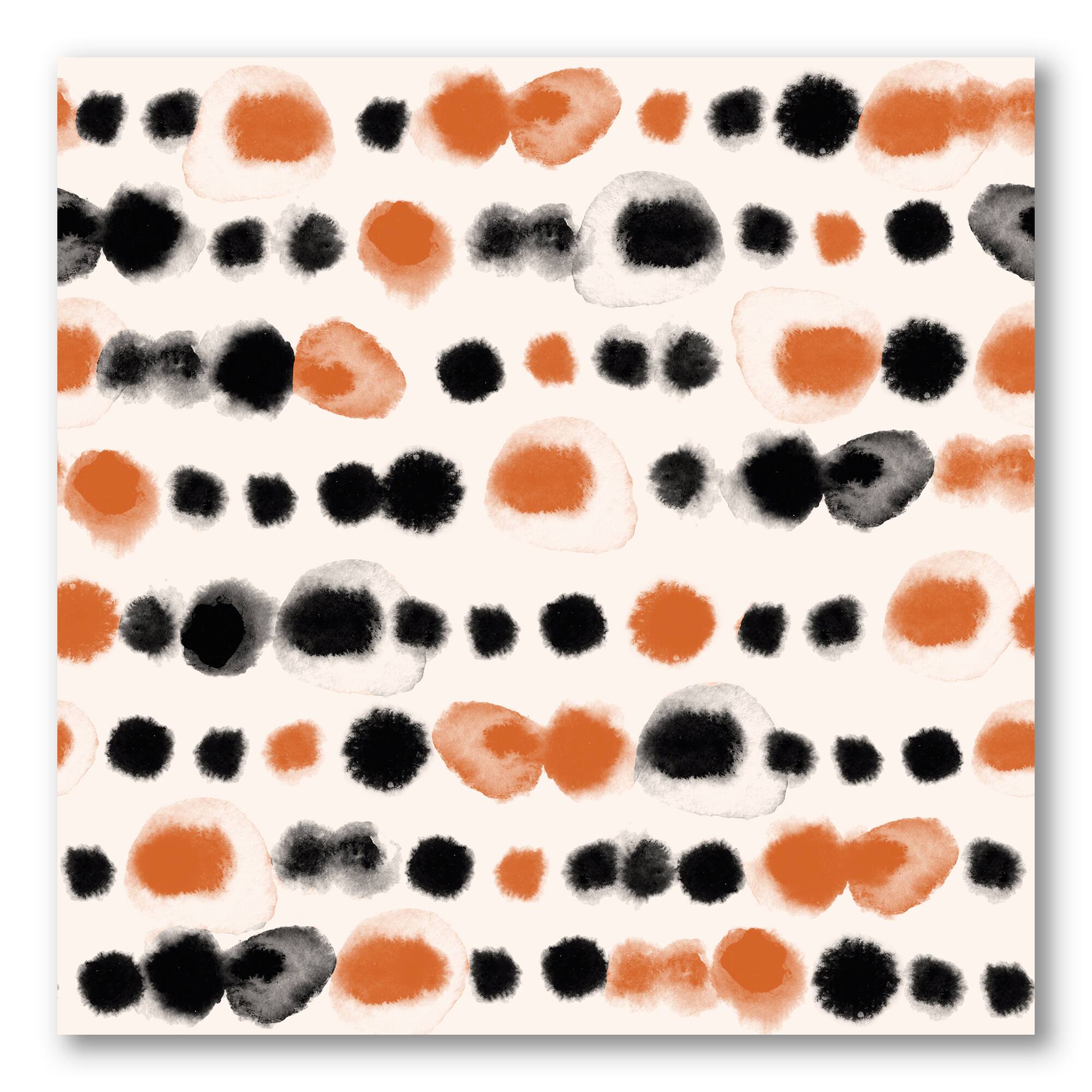 Designart - Black and Orange Polka Dots