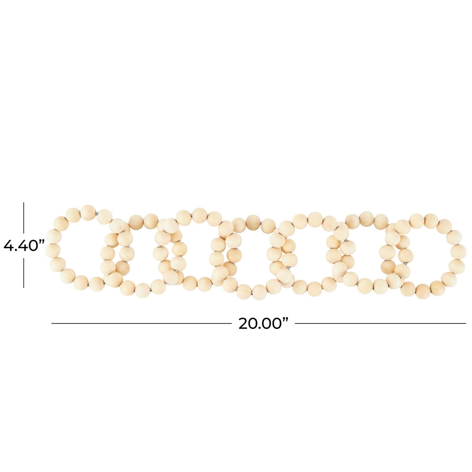 20" Light Brown Wood Chain Beaded 9 Link Sculpture