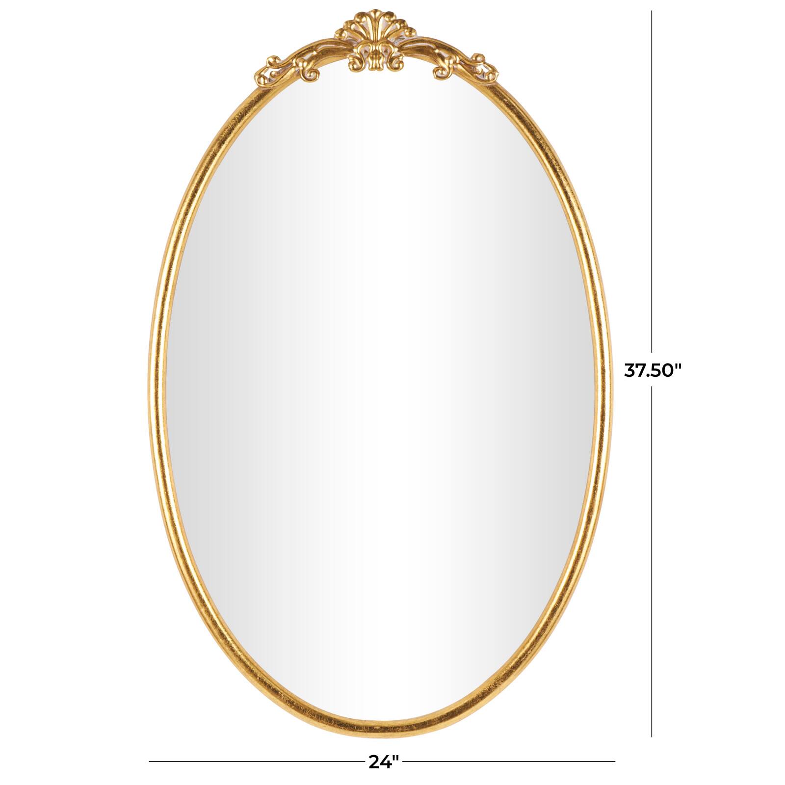 24" x 38" Gold Metal Ornate Baroque Oval Wall Mirror