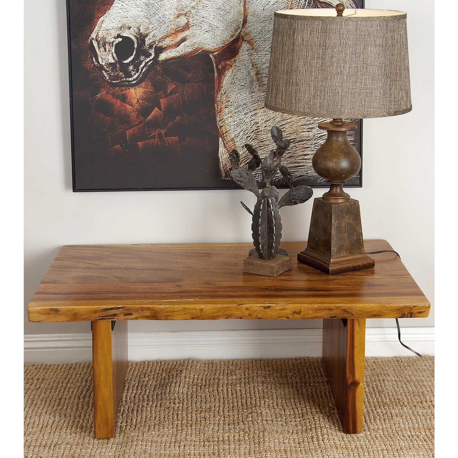 Brown Wood Contemporary Coffee Table, 16" x  40" x  24"