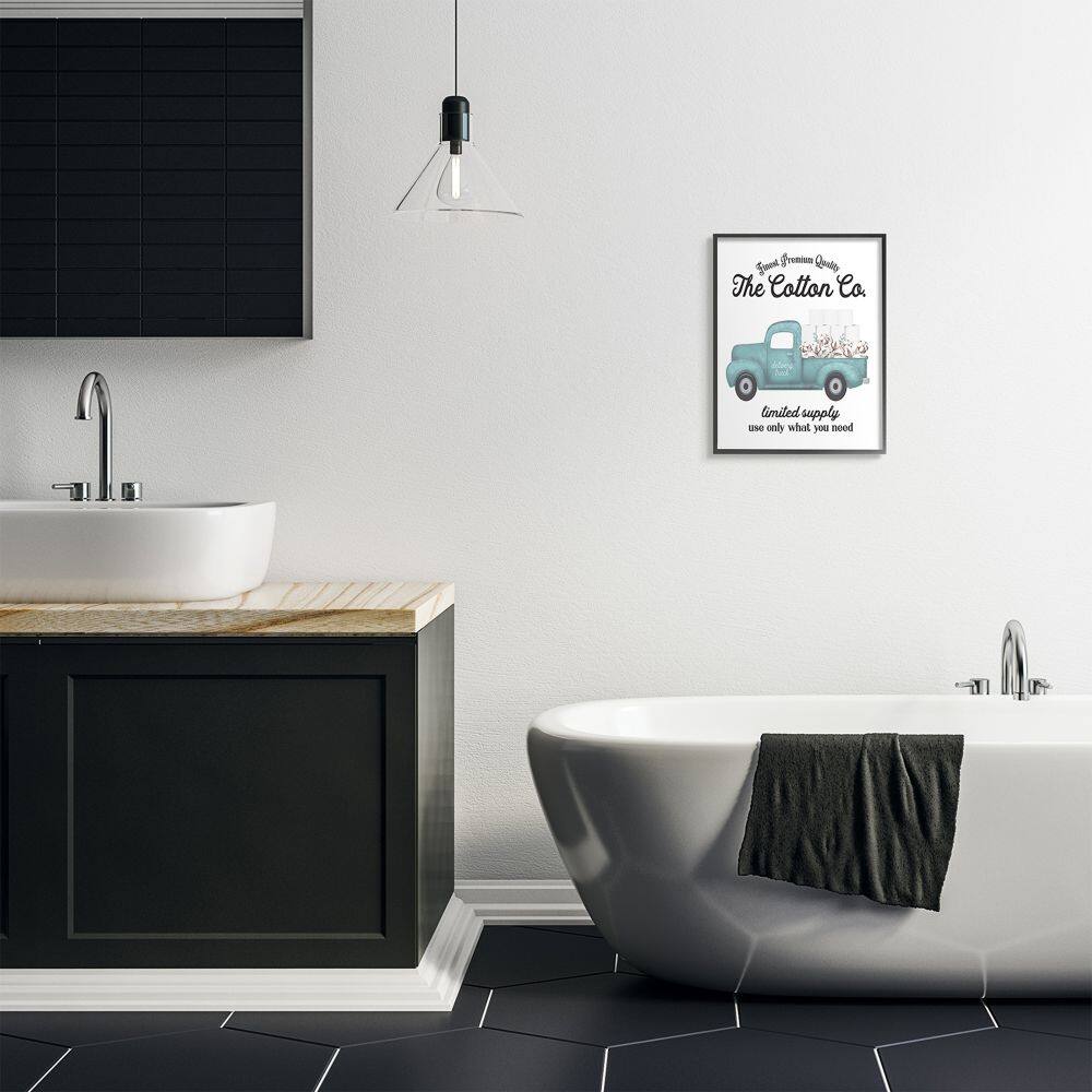 Stupell Industries Toilet Paper Family Bathroom Sign Premium Cotton Truck Framed Wall Art