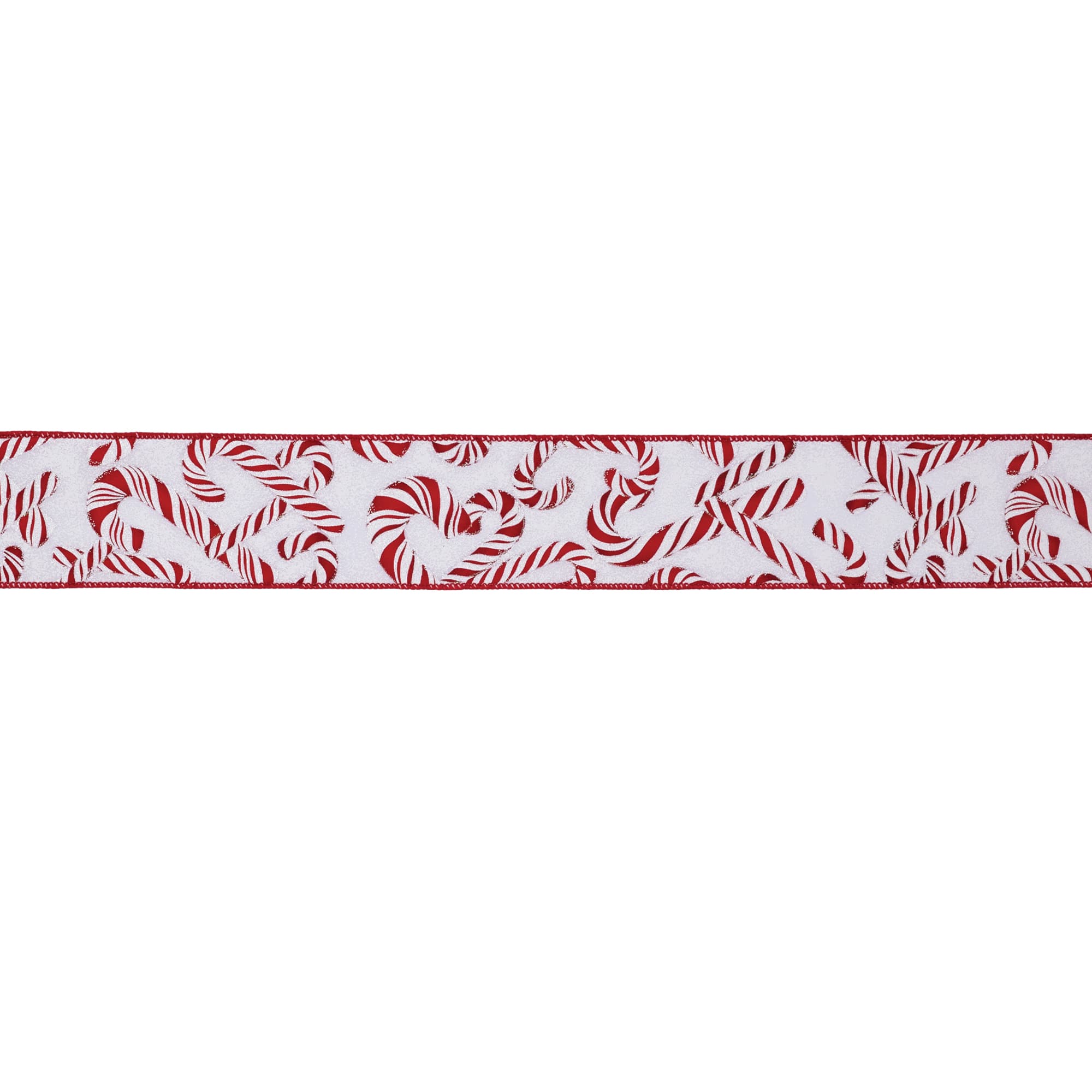 2.5" Candy Cane Print Wired Ribbon, 2ct.