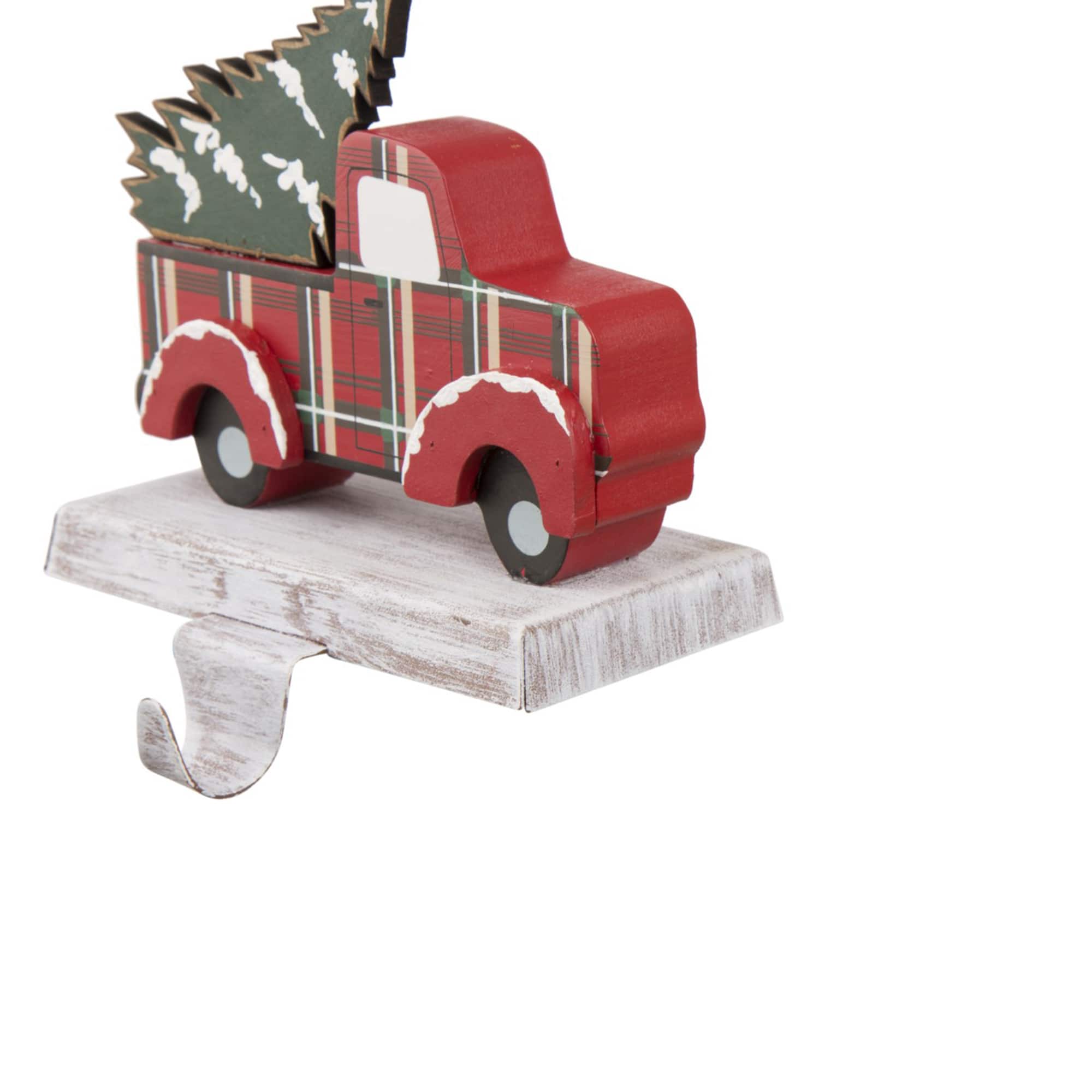 Glitzhome® 6" Red Car & Truck Stocking Holder Set
