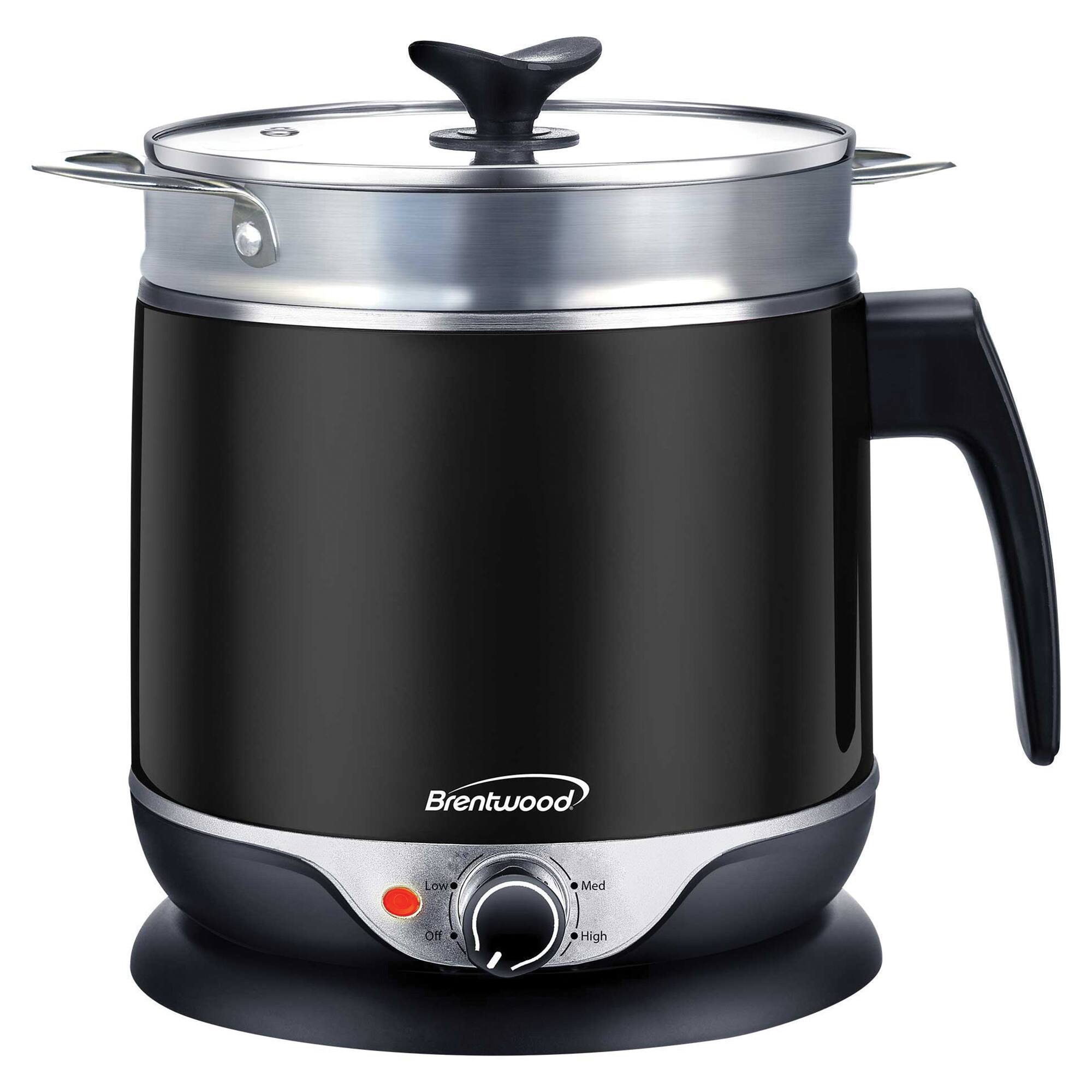 Brentwood 1.9qt. 600-Watt Stainless Steel Cordless Electric Hot Pot Cooker & Food Steamer With Swivel Base