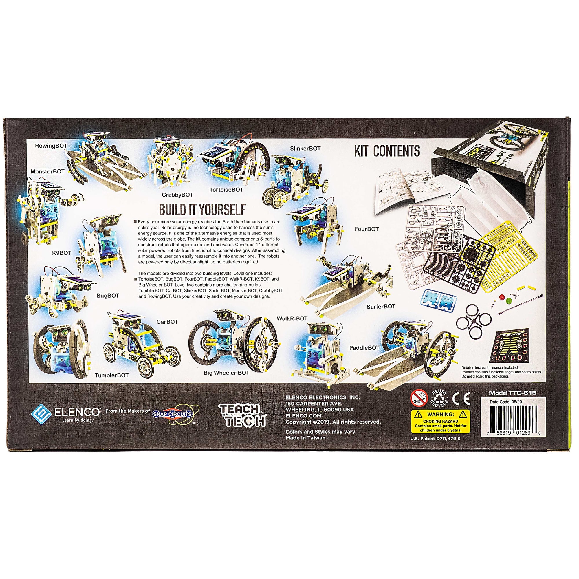 Elenco® Teach Tech™ SolarBot.14 Transforming Solar Robot STEM Learning Kit