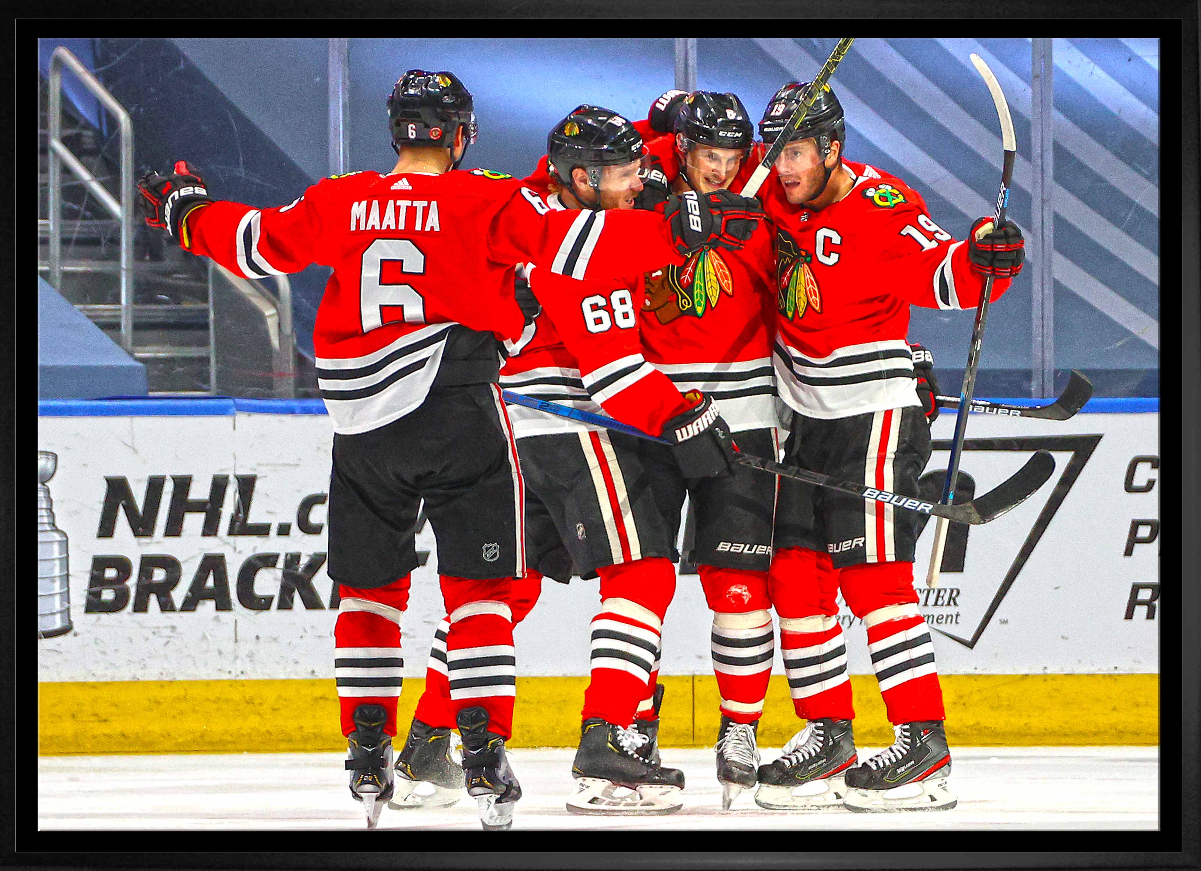 Chicago Blackhawks Framed 20" x 29" Goal Celebration Canvas 31.5" x 22.5"