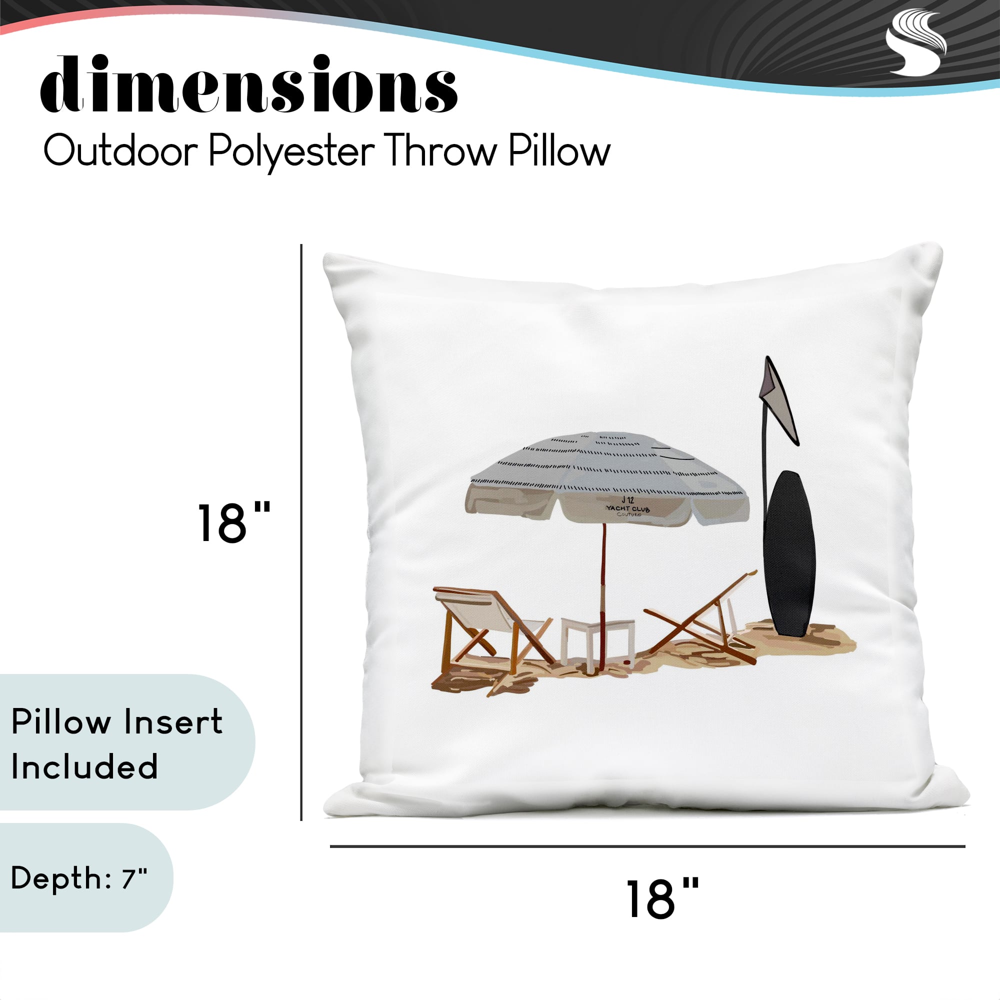 Stupell Industries 18" x 18" Summer Beach Surfboard Outdoor Print Throw Pillow