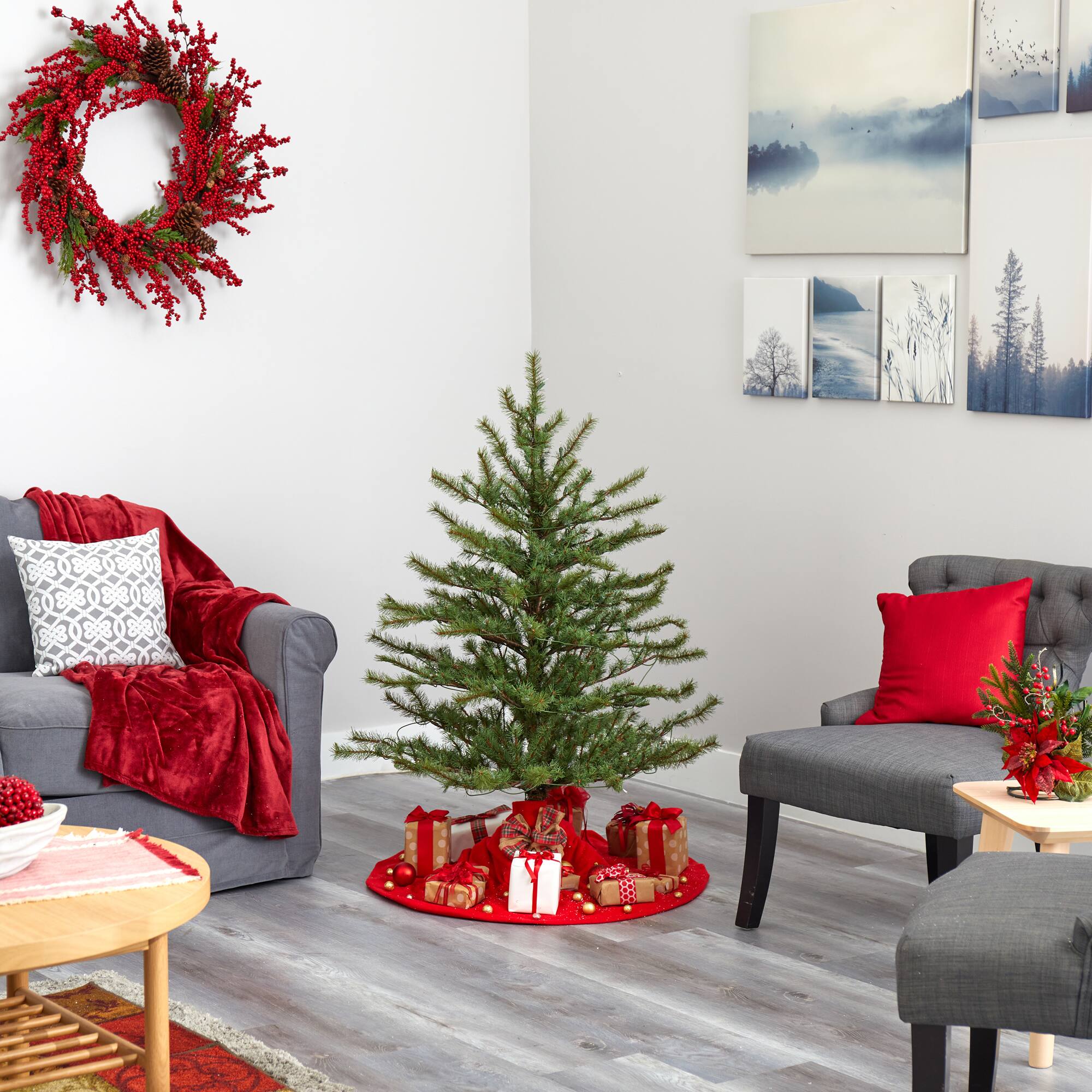4ft. Pre-Lit Vancouver Mountain Pine Artificial Christmas Tree with Clear Lights
