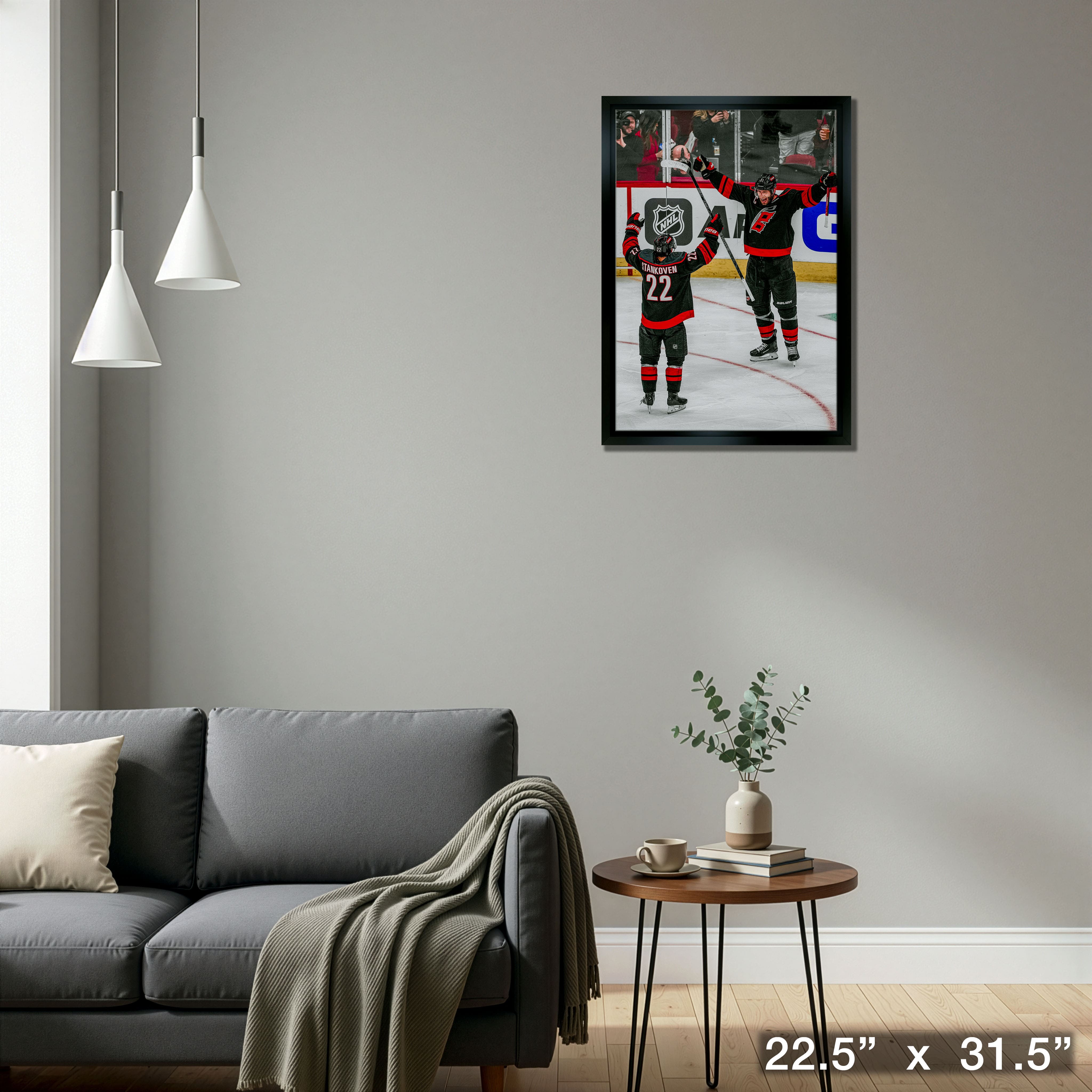 Logan Stankoven & Jordan Staal 20" x 29" Framed Canvas Hurricanes 2025 Playoffs 22.5" x 31.5"