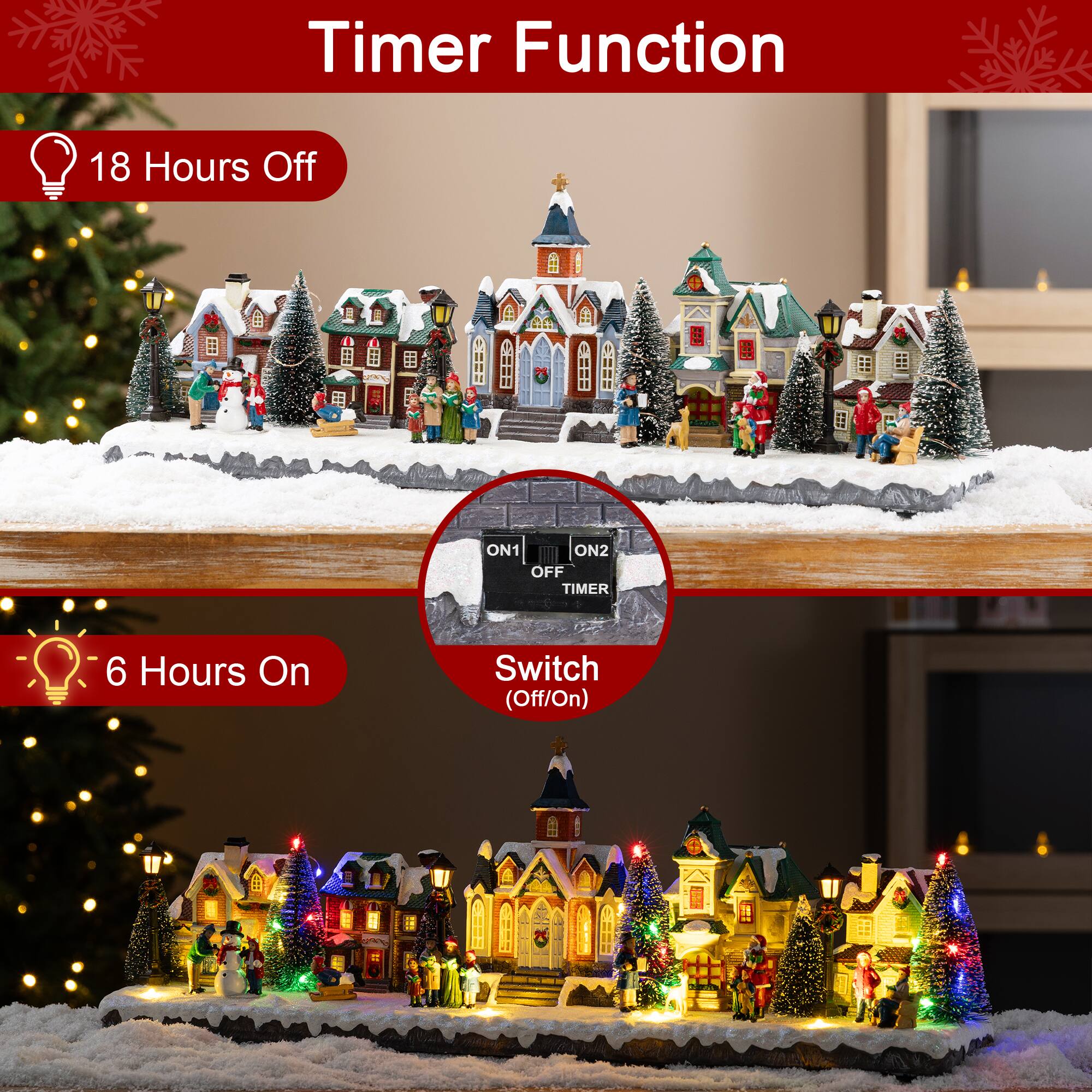 Glitzhome® 22" Lighted Christmas Santa Musical Resin Village with Timer