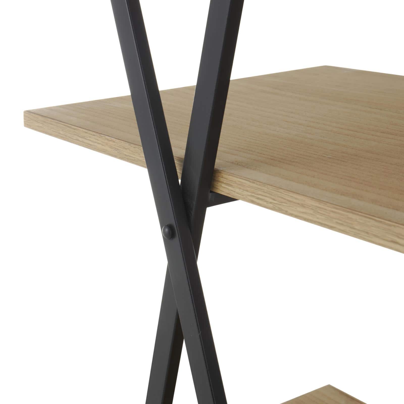 47" x 32" Brown Metal 3 Shelf Storage Shelving Unit with Black Metal Frame
