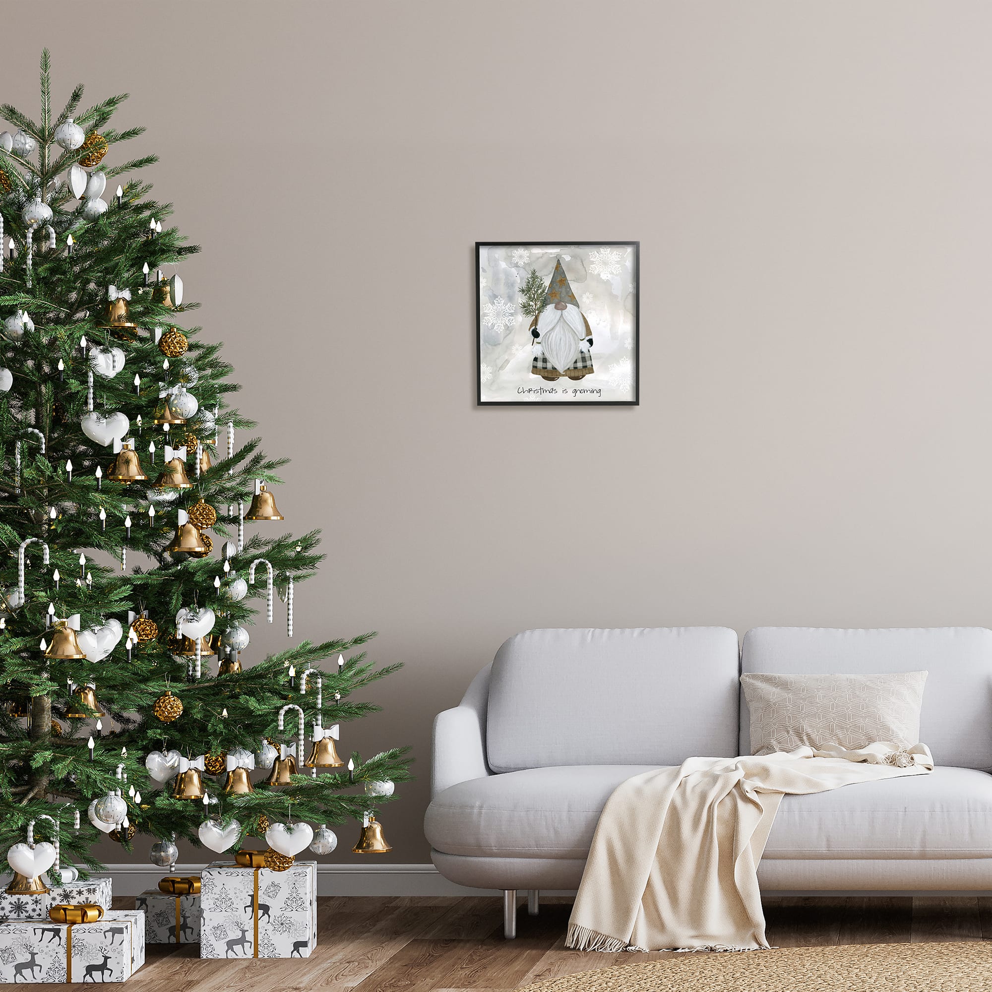 Stupell Industries Christmas Is Gnoming Holiday Pattern Framed Giclee Art