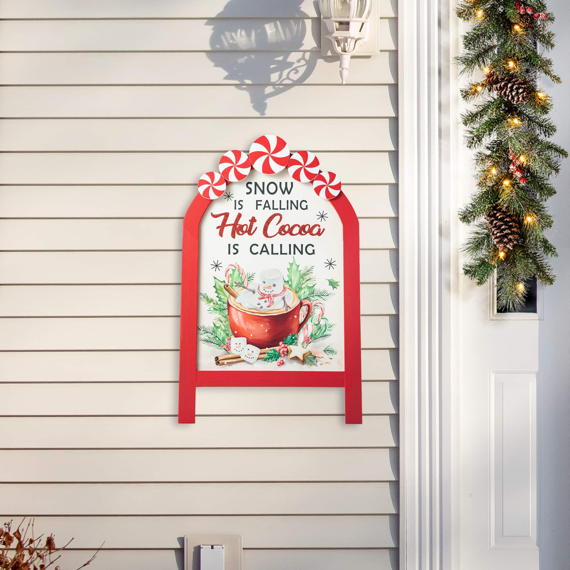 Glitzhome® 2ft. Wooden Peppermint Easel Porch Décor