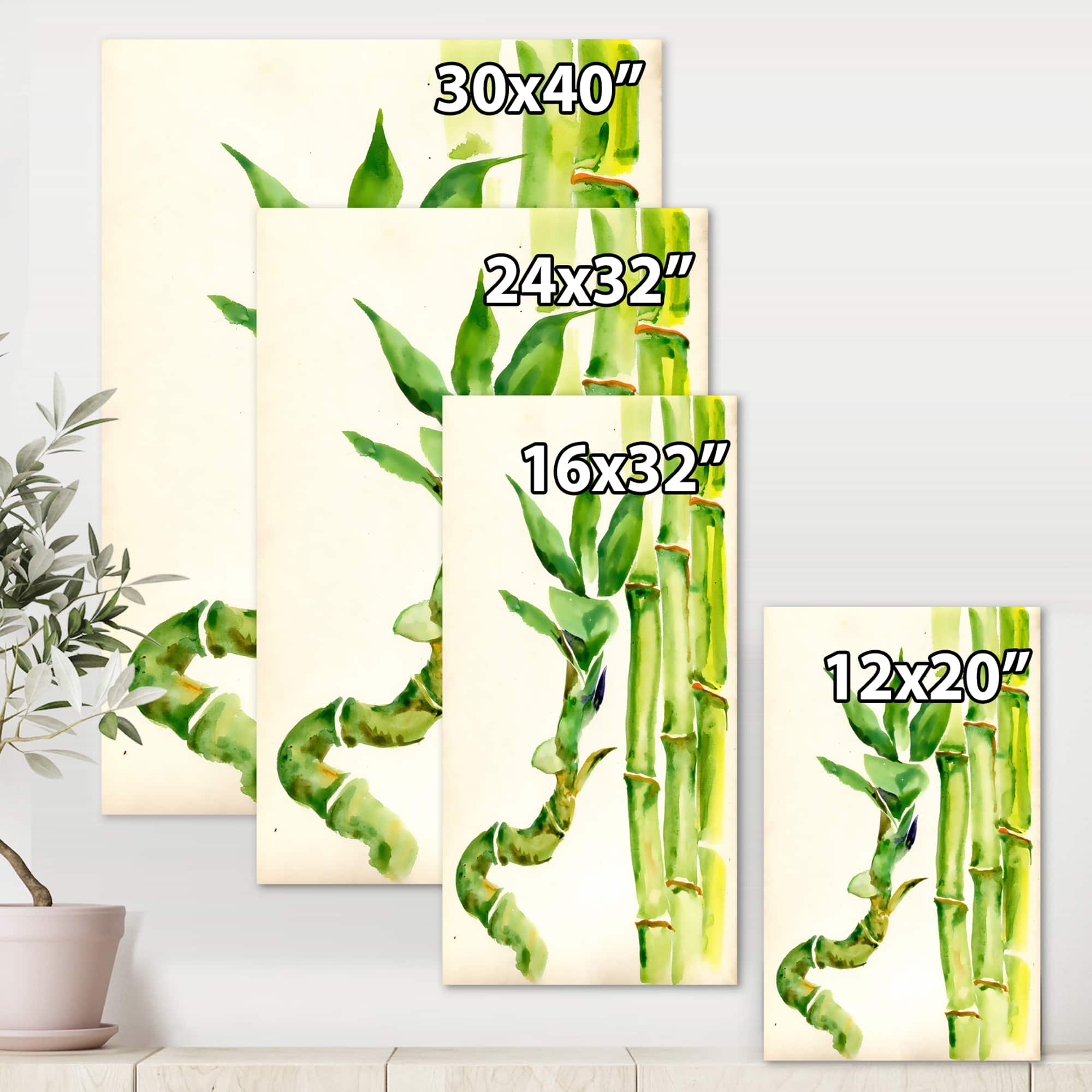 Designart - Bamboo Branches In The Forest VI - Tropical Canvas Wall Art Print