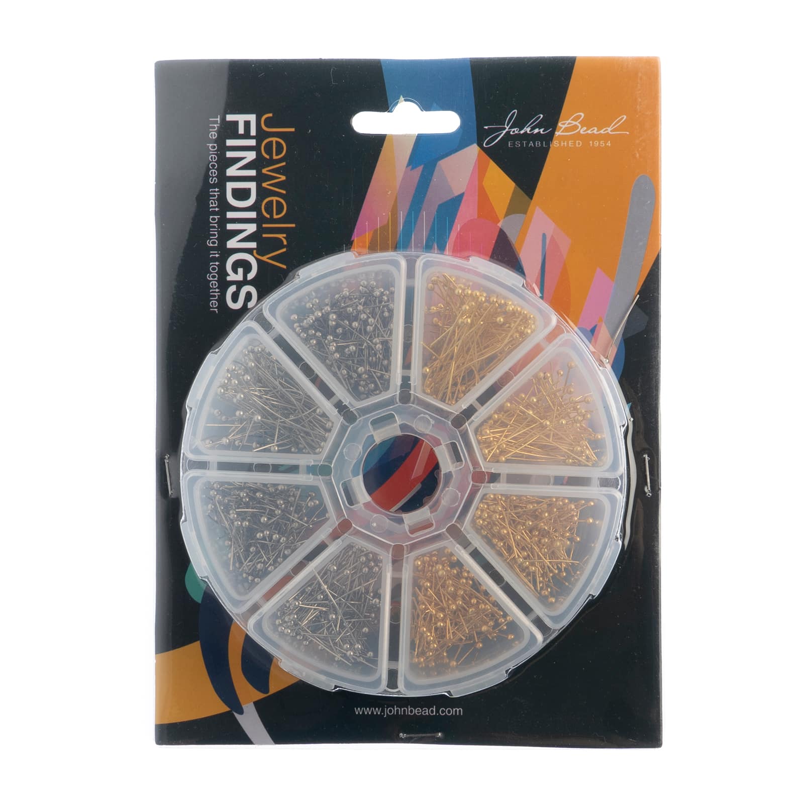 John Bead Ball Head Pins Round 8 Slot Jewelry Findings & Making Kit, 700ct.